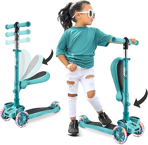 Patinete para niños  Stand & Cruise - Patinete plegable de juguete con altura ajustable, cubierta antideslizante, luces de rueda intermitentes, para