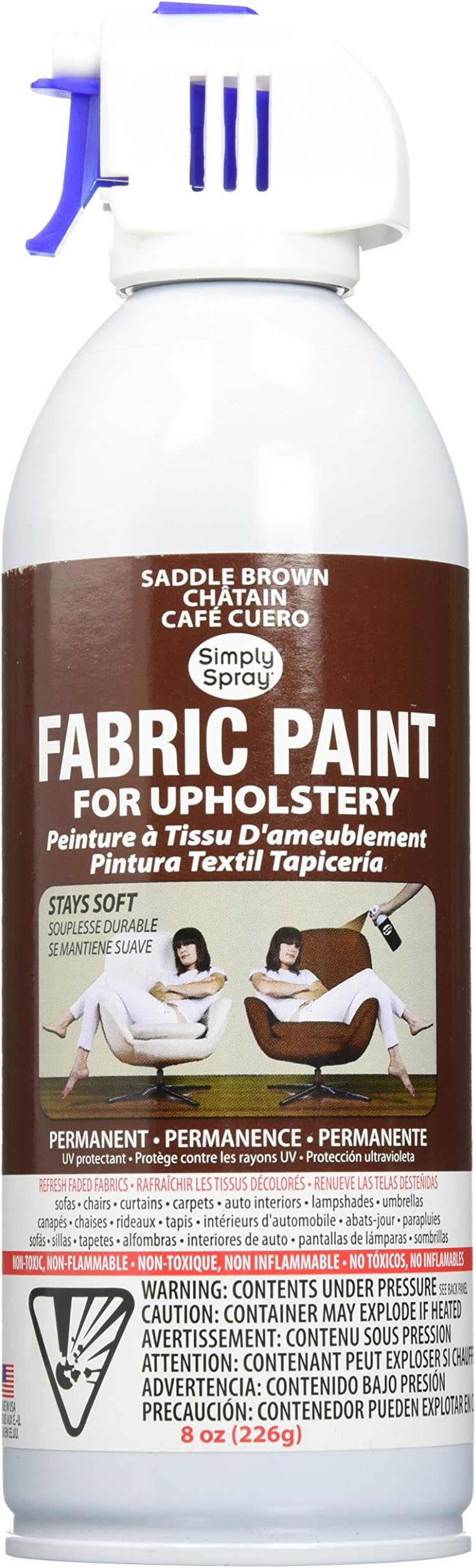 Simply Spray Upholstery Fabric Spray Paint 8 Oz. Can 3 Pack Saddle Brown