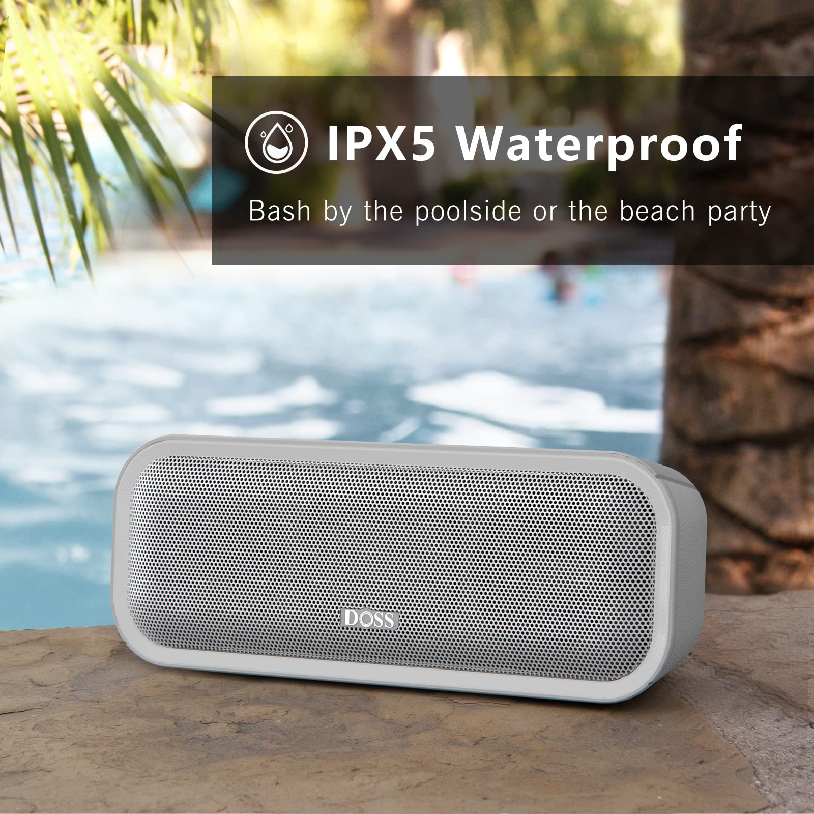 Amazon Com Bluetooth Speaker Doss Soundbox Pro Wireless Bluetooth Speaker With 24w Impressive Sound Booming Bass Ipx5 Waterproof 15hrs Playtime Wireless Stereo Pairing Mixed Colors Lights 66 Ft Grey Electronics