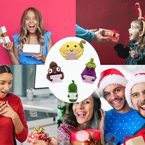 Miniatura 6 de Exclusivo regalo de apoyo emocional de ganchillo en pepinillos  Adorno de Navidad hecho a mano con base de madera  Bonita muñeca de pepino tejida