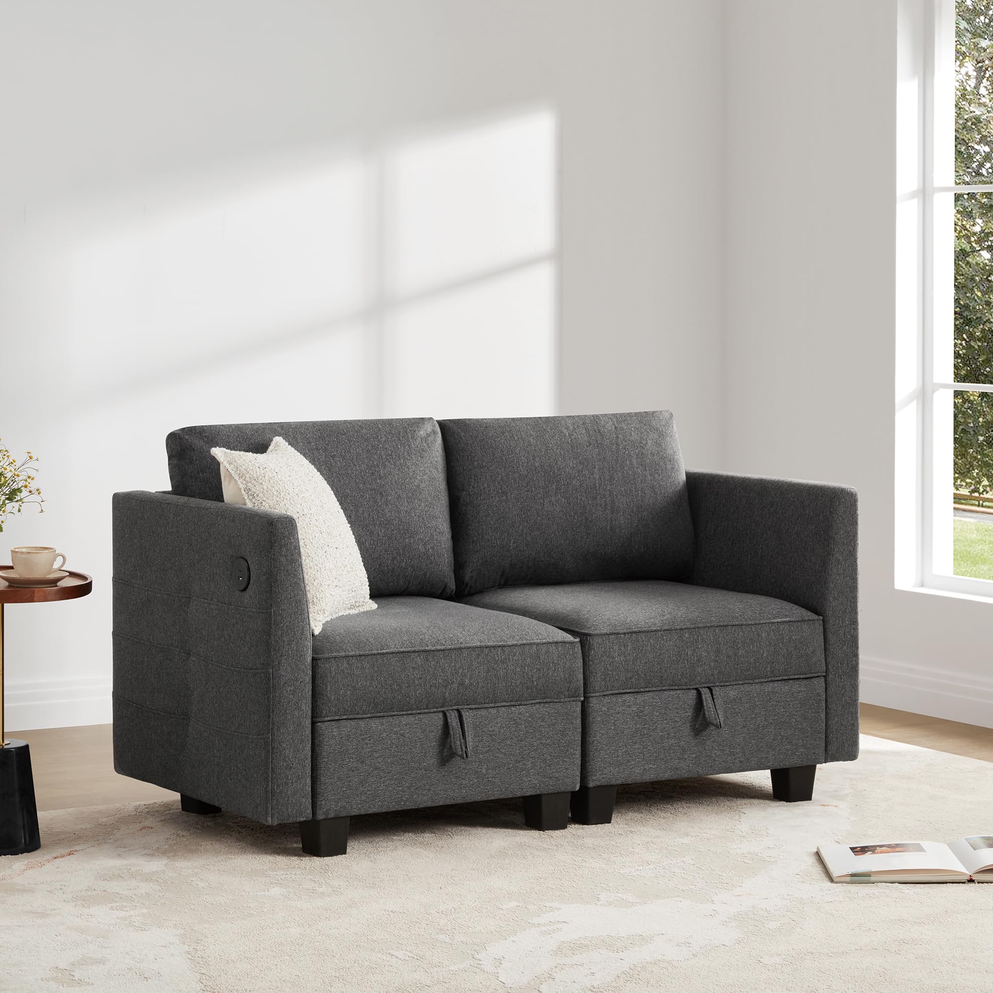 Amazon.com: KISLOT Modular Sectional Sofa 60" Loveseat with Storage ...