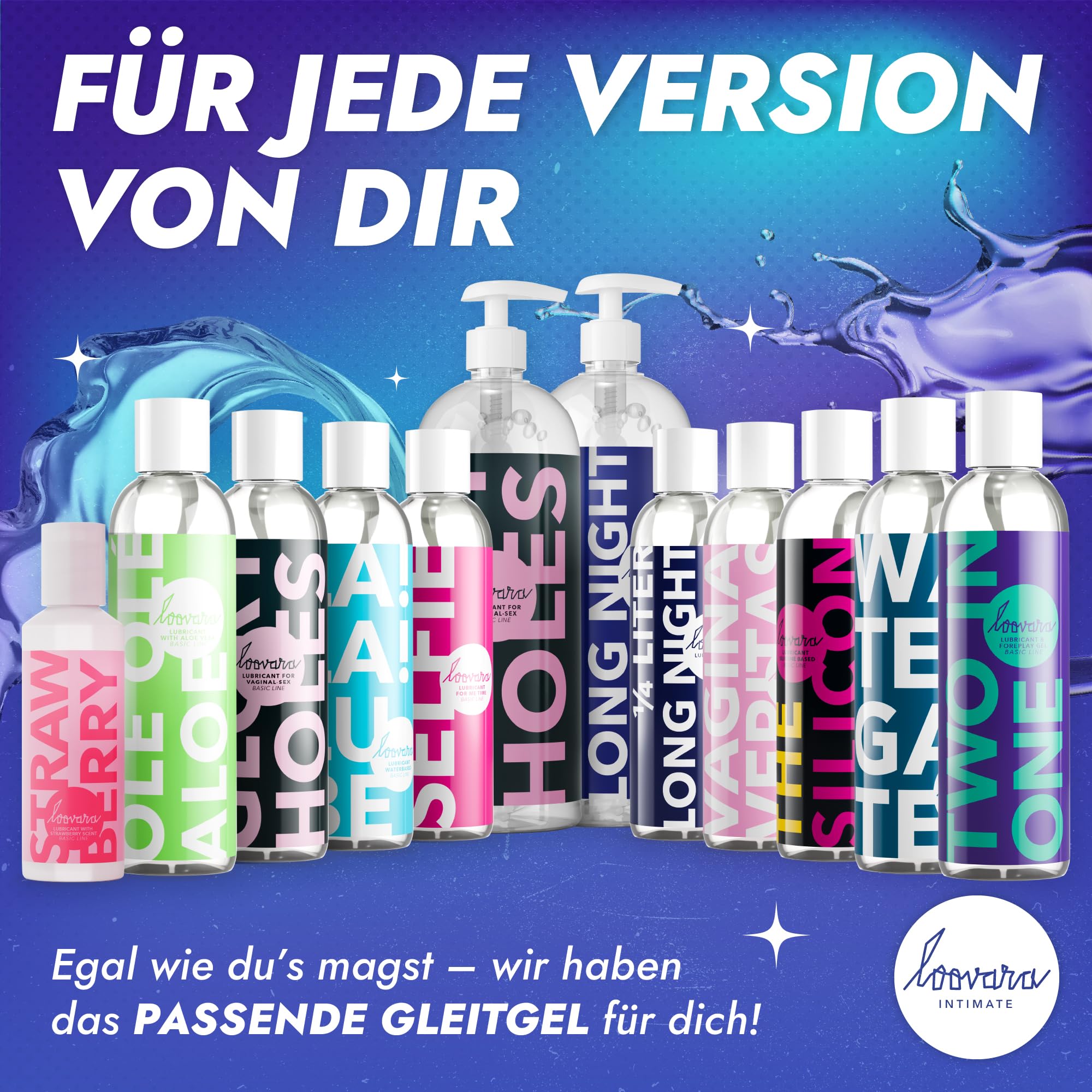 LOOVARA 1/4 Litre Long Night Stand, Sensitive Glide Gel 250ml