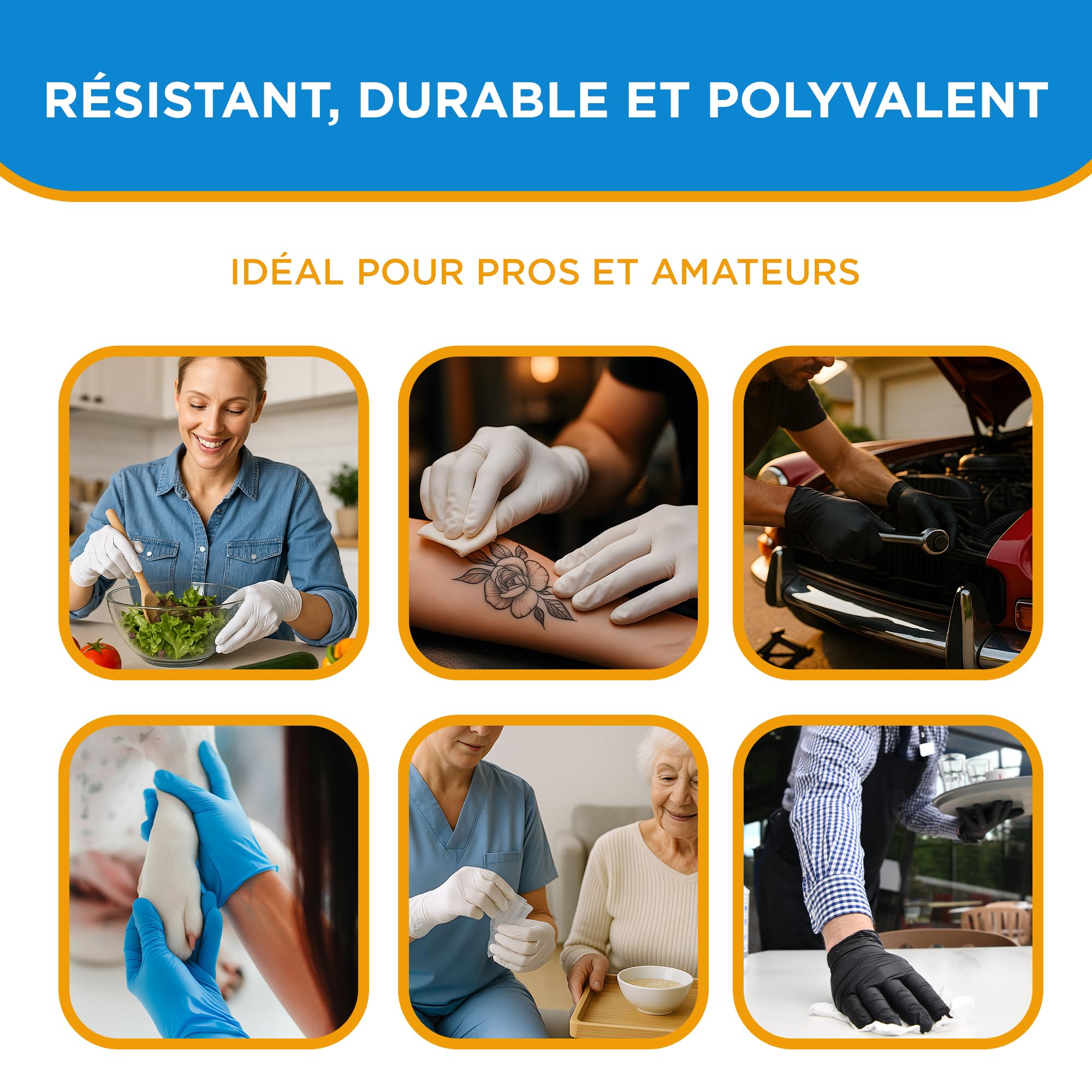 ISC Hygiene & Safety Gants Nitrile Jetables – 100x, bleu EXTRA STRONG, XL | Gant Nitrile Usage Alimentaire et Mécanique, non poudrés, sans latex, peaux sensibles