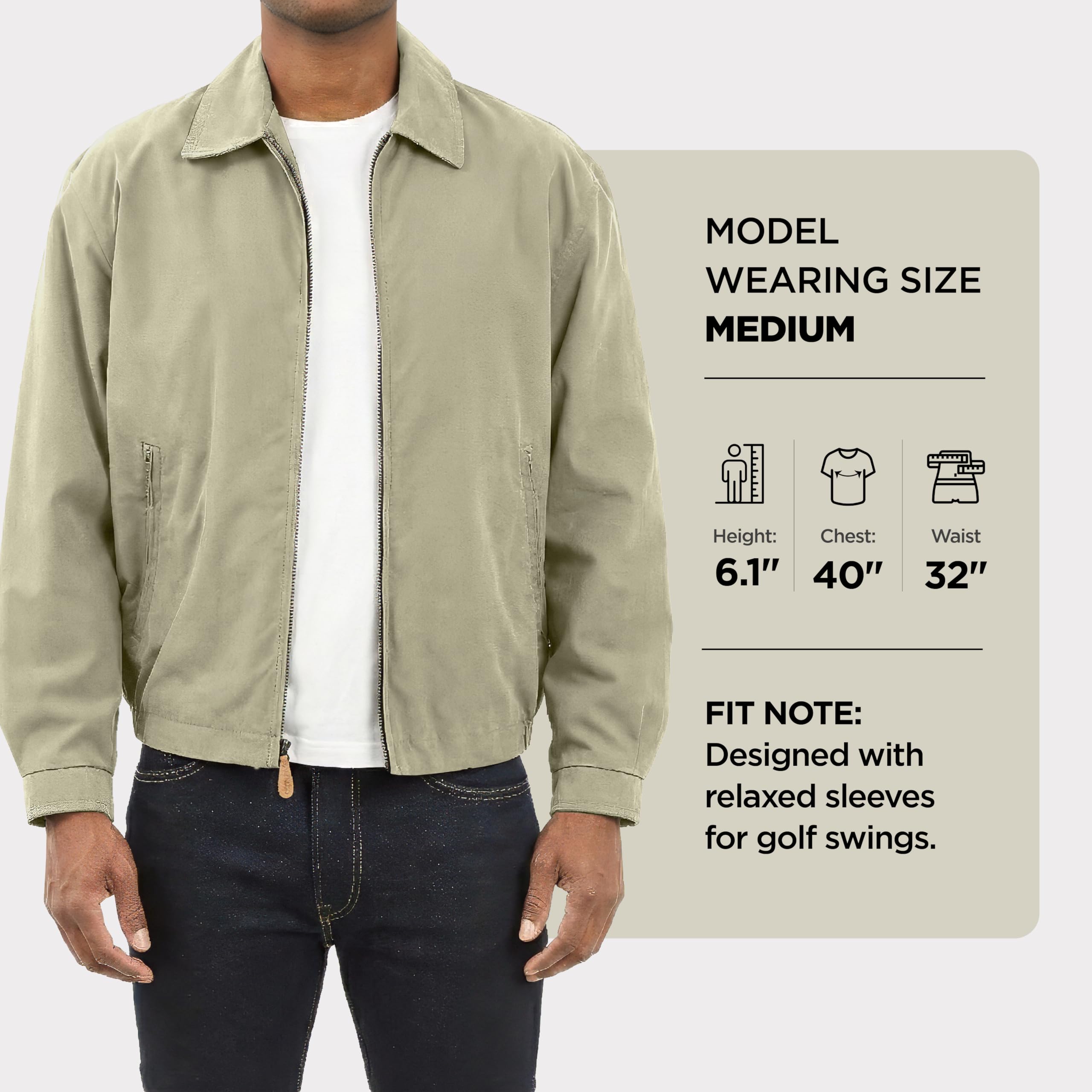 LONDON FOG Herren-Golfjacke mit Reißverschluss vorne (Normale und große Größen)