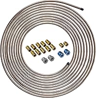 4LIFETIMELINES 25ft 1/4" Copper-Nickel Brake Line Kit with 16 Fittings - Non-Magnetic, Corrosion-Proof Tubing, Lifetime Warranty