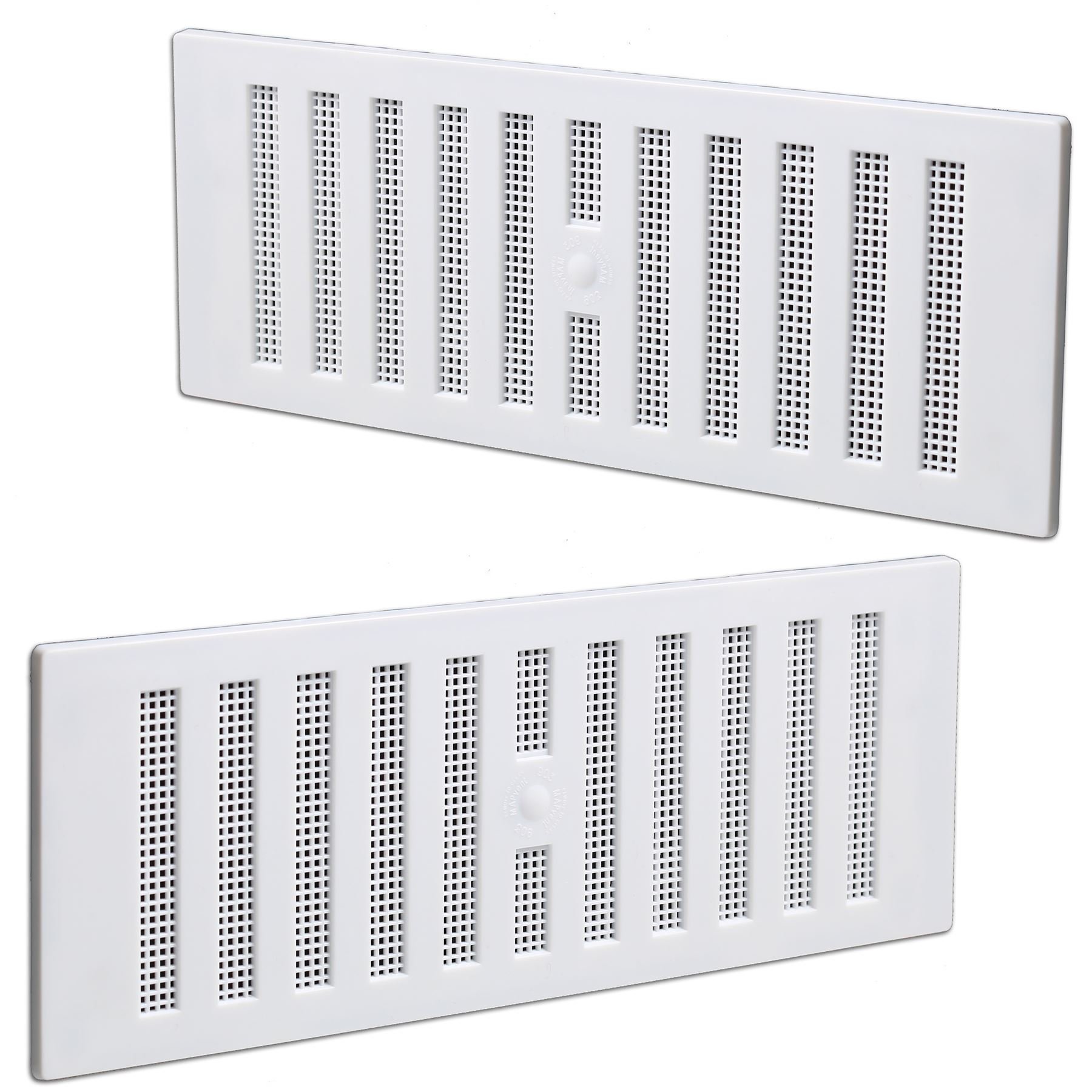 2X White 9" x 3" Adjustable Flyscreen Vents - Hit & Miss Air Vent Cover/Ventilator/Grille