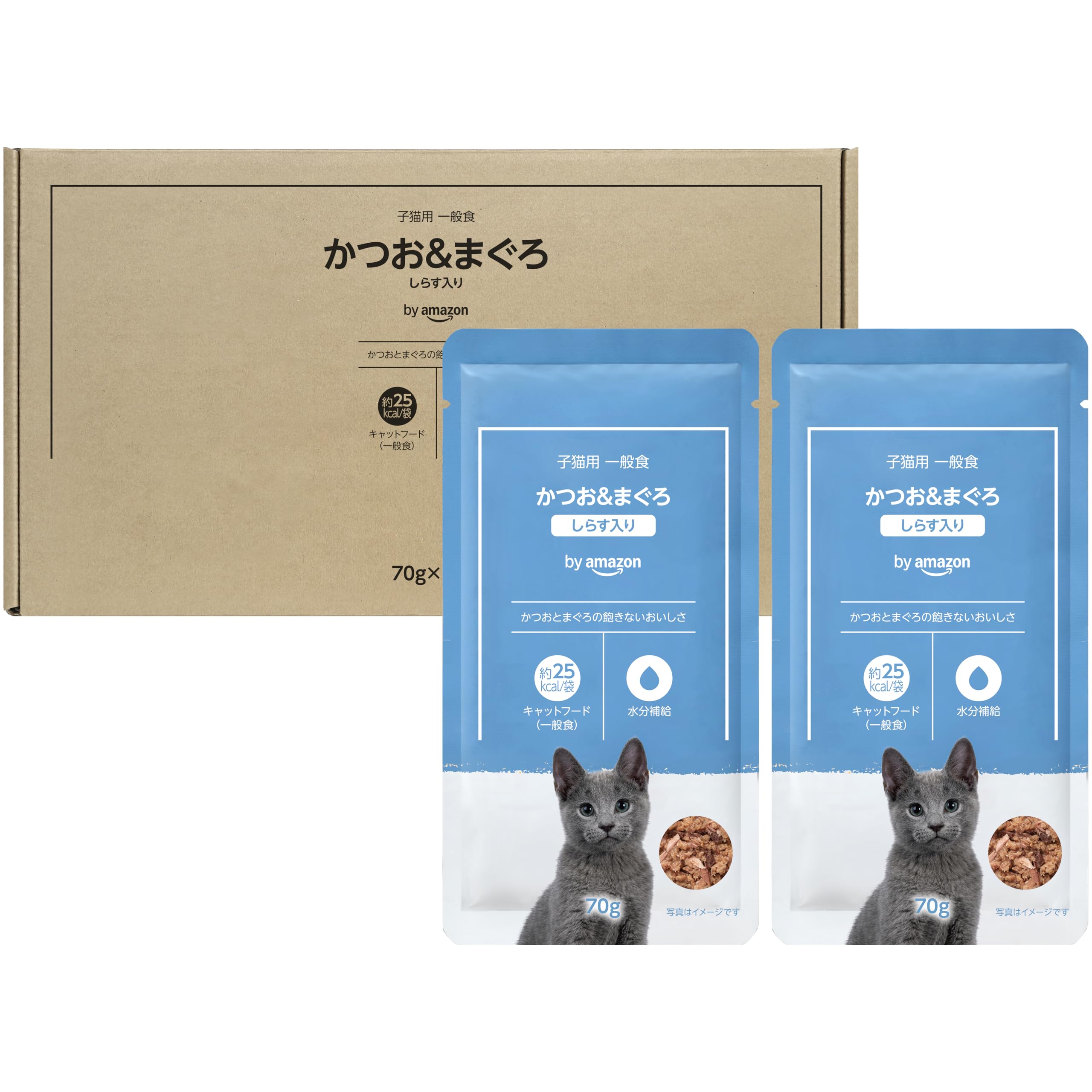 by Amazon キャットフード ウェット パウチ 子猫用 一般食 かつお&ま…