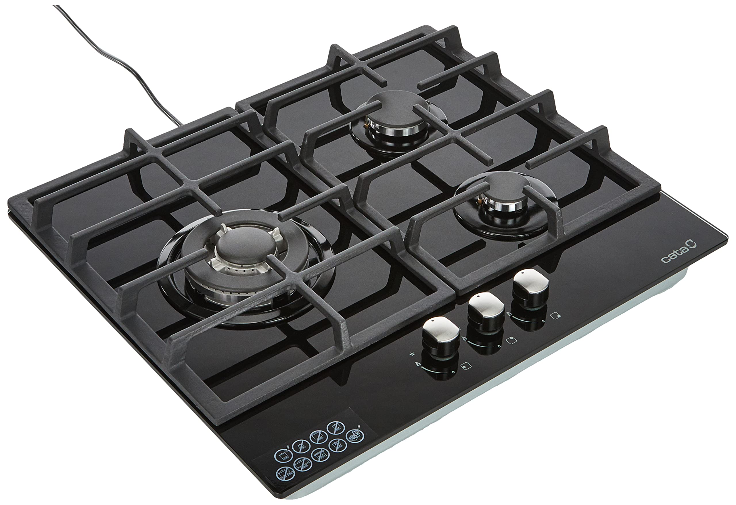 CATA LCiB 6021 BK Built-in Gas Hob Black – Plate (Built-in, Gas Hob, Black Glass, Cast Iron, 1000 W)