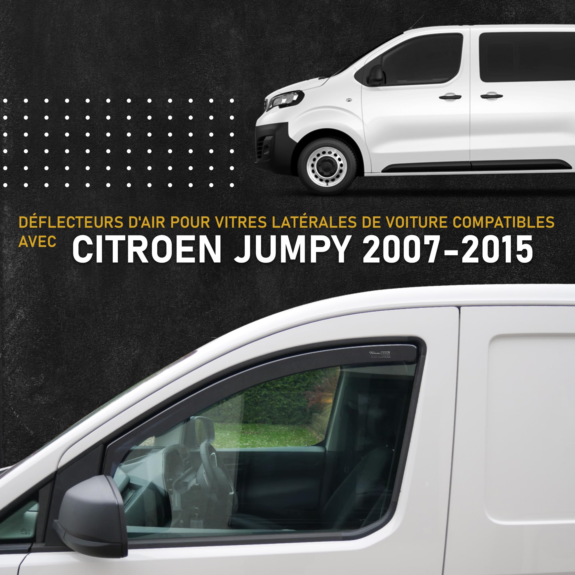 HEKO - Compatibles avec Citroen Jumpy 2007-2015 Déflecteurs de Vitres Latérales ; Déflecteurs Latéraux ; Avant ; Deux Pièces ; Déflecteurs de Pluie, Teintés, Aérodynamiques ; Montage simple et rapide