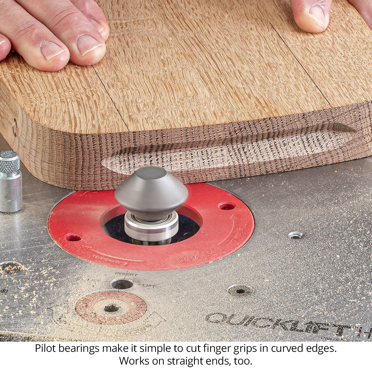 Carbide-Tipped V-Groove Finger Grip Router Bits, 1/4" Shank for Cutting Boards 1" Thick, Bearing-Guided for Consistent Depth, Made in USA US2210FGV