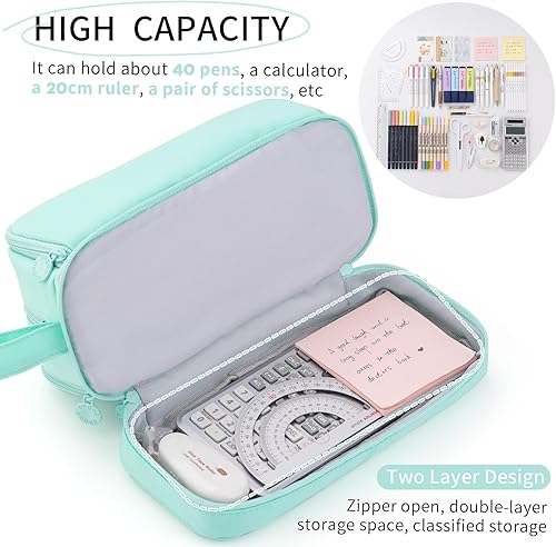 Miniatura 3 de CICIMELON Estuche para bolígrafos y lápices de gran capacidad con 4 compartimentos, bolsa organizadora de múltiples ranuras estética para útiles