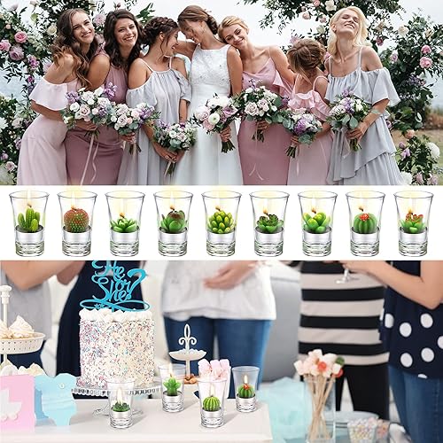 Miniatura 3 de Lounsweer 72 velas de cactus suculentas hechas a mano, delicadas, velas de cactus para spa, cumpleaños, baby shower, boda, fiesta, regalos,