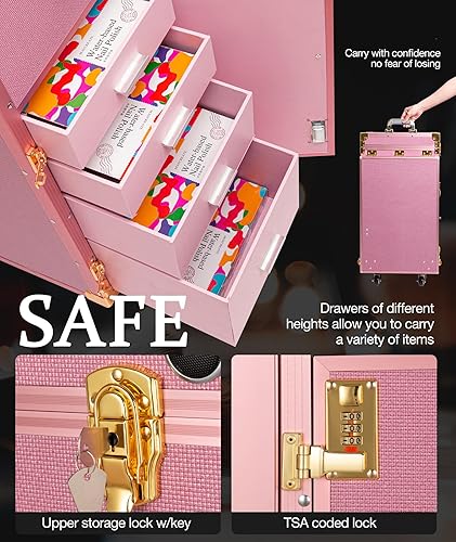 Miniatura 4 de Mesa de manicura rodante estación de maquillaje con altavoz Bluetooth, escritorio de uñas portátil para enseñar uñas, carrito organizador de