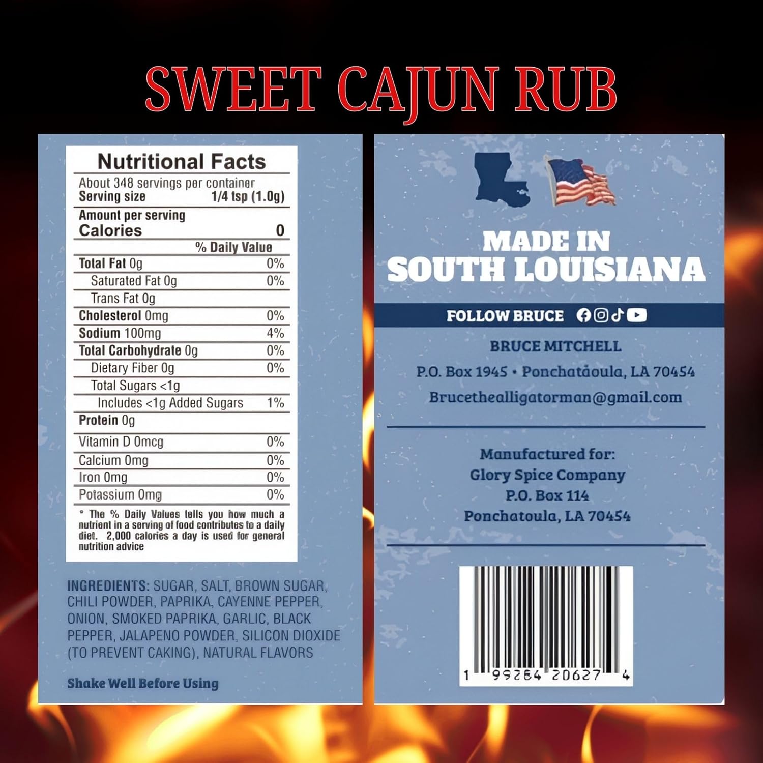 Bruce Mitchell, The Alligator Man, Sweet Cajun Rub & Sweet Spicy Seasoning Multi-Pack - 2 Pack (12.3oz & 10oz) - Perfect for BBQ, Grilling, Roasting, Air Frying, and More – Gluten-Free, No MSG, Zero Calories – Ideal for Vegetables, Seafoods, Chicken, Ribs, Turkey, Ham and All Meats!