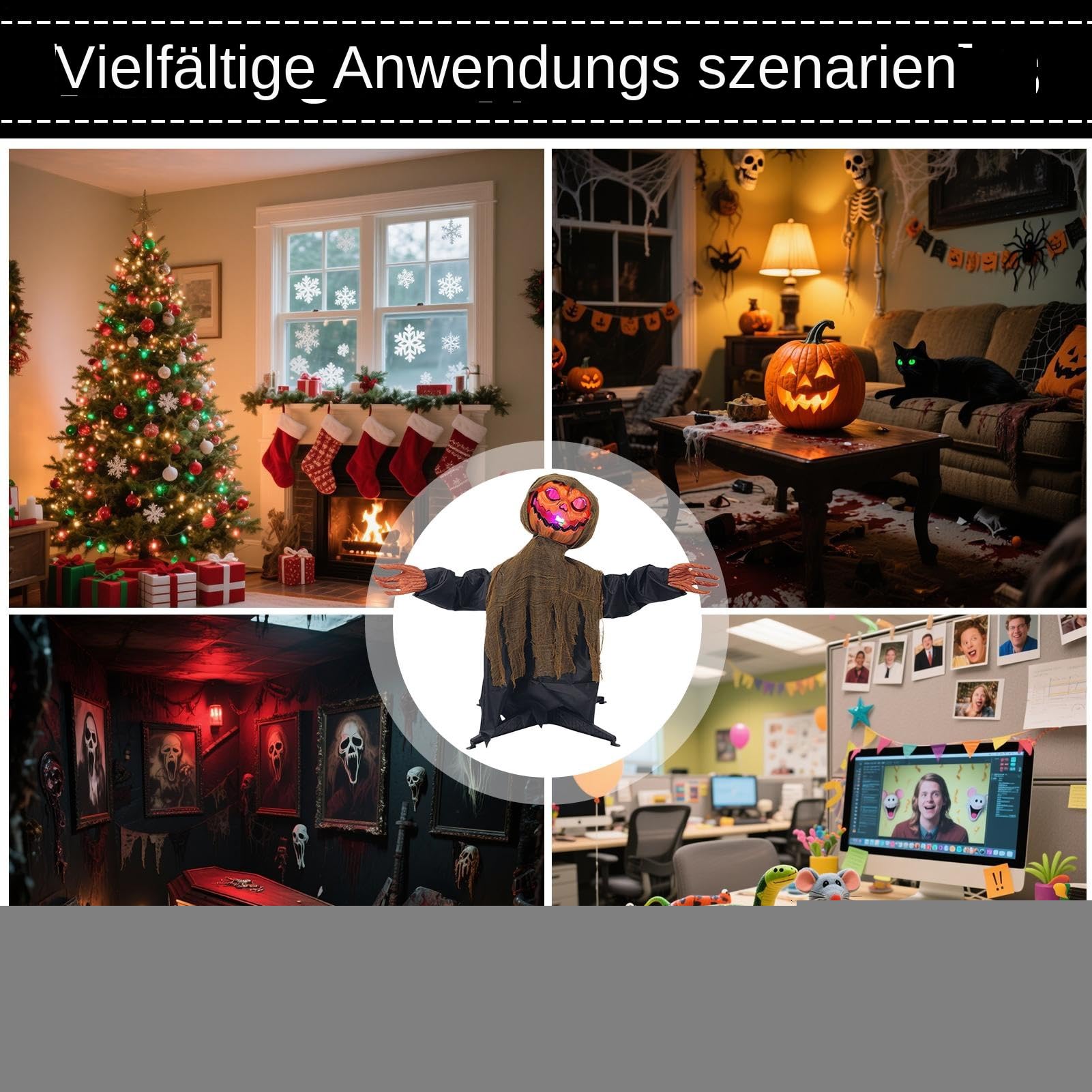 Dekoracje Halloween Animowane Dyniowy Duch Dekoracja Świąteczna | Straszna Dekoracja Wahadłowa Ze Światłem I Dźwiękiem Na Taras Podwórko Ścieżka Trawnik