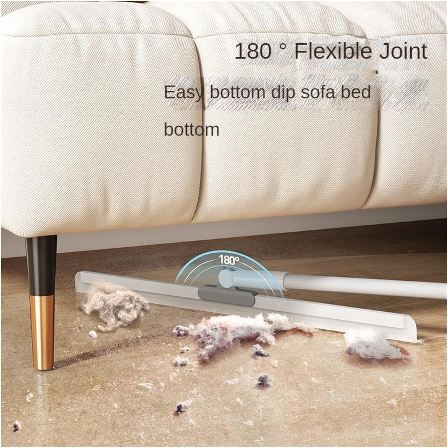 Silicone Scraper Broom Cleaning Brush Long Handle Telescopic Silicone Floor Wiper 180°Rotation Household Floor Wiper(55cm)