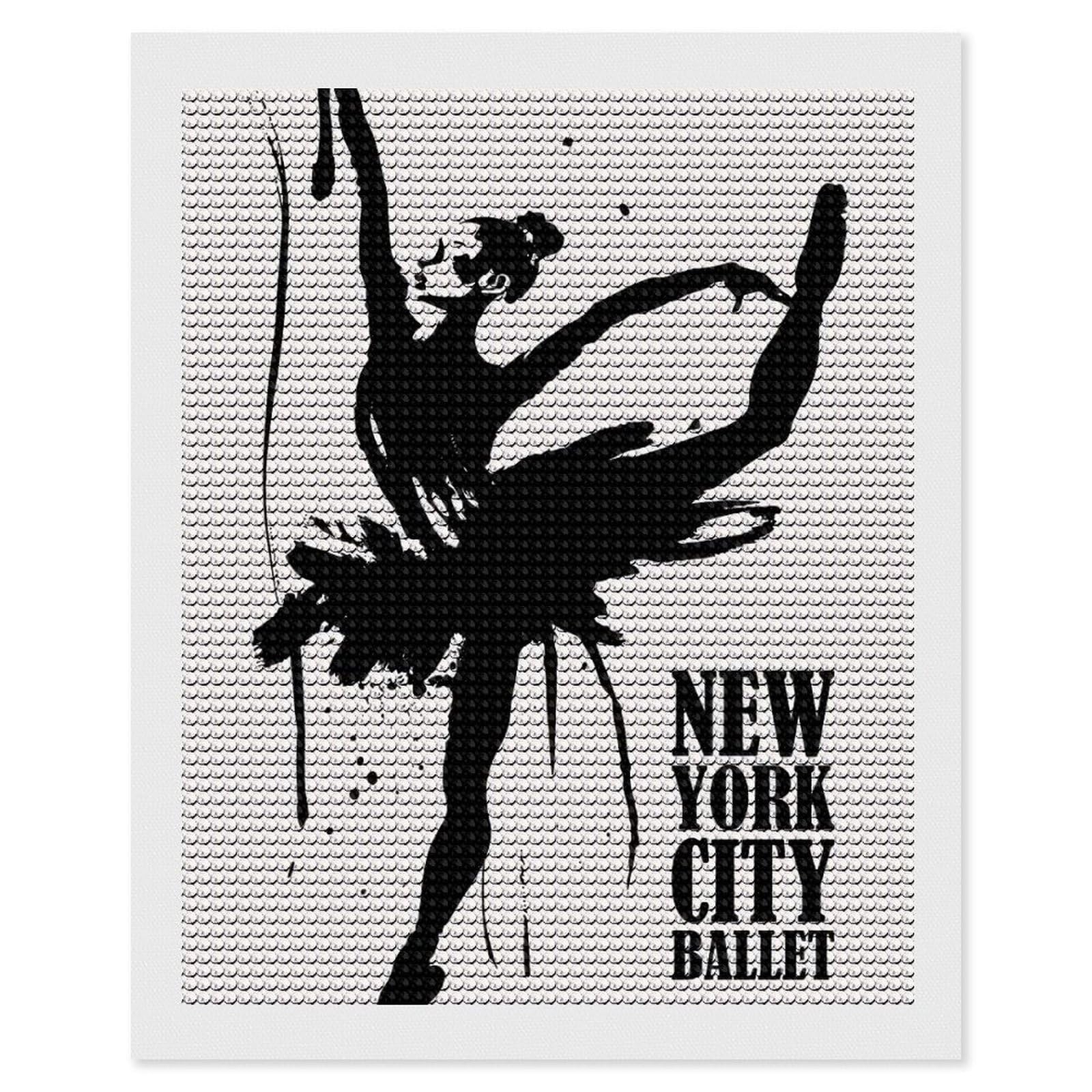 Junmoney New York City Ballet Diamond Art Canvas 16"x20", Easy Handmade Project, Complete Accessories, Bedroom Decor, Birthday Gift
