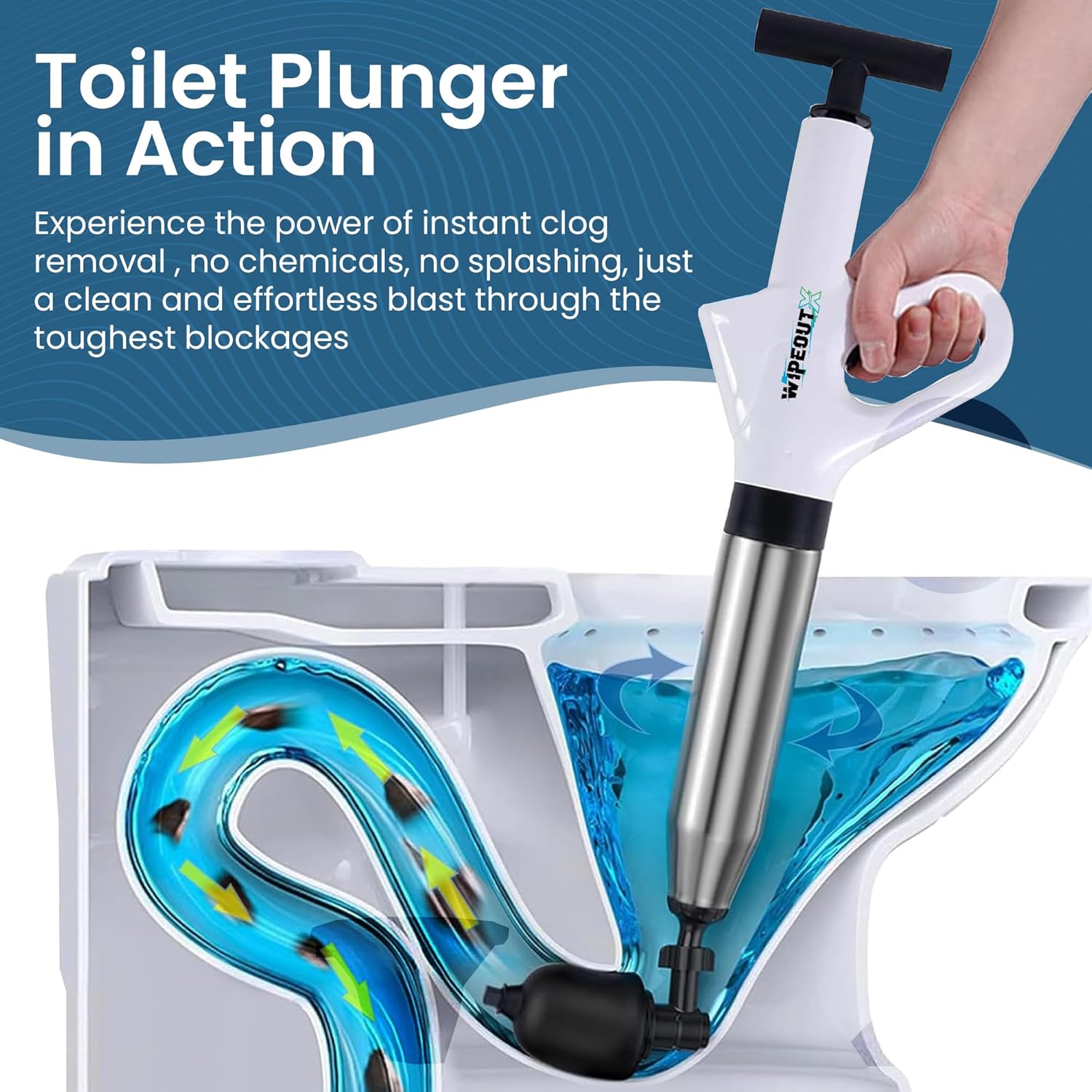 High-Pressure Toilet Plunger Kit with 2 "Hair Clog removers and 30 Pairs Disposable Gloves for Bathroom Use