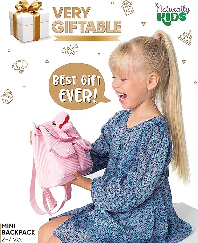 Miniatura 2 de Naturally KIDS Mini mochila de dinosaurio - Mochila muy pequeña para niñas y niños - Juguetes de dinosaurio para niños de 3 a 5 años - Mochila