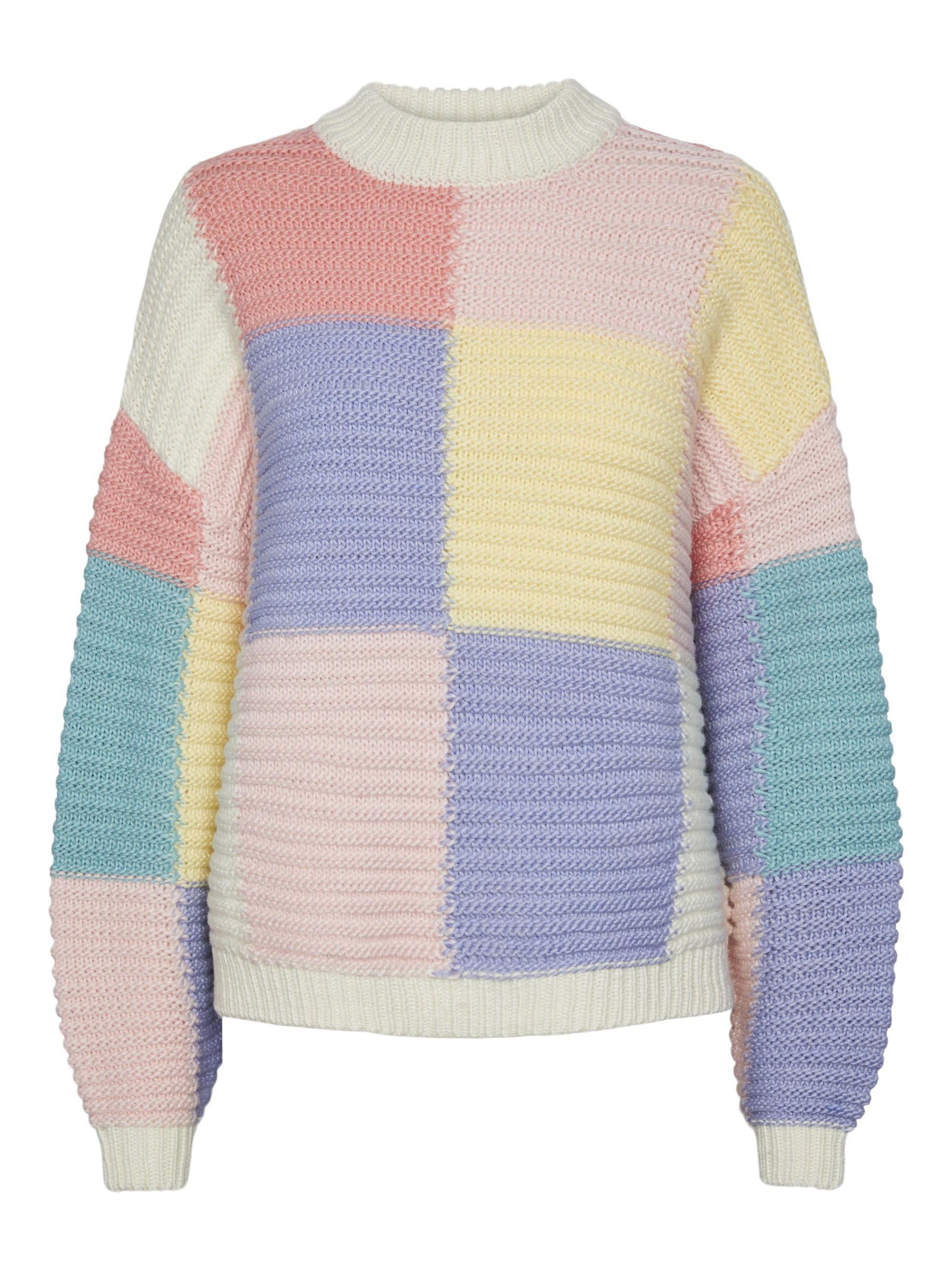 PIECES Women's Pcjamie LS O-Neck Knit BC Pullover, Cloud Dancer, L