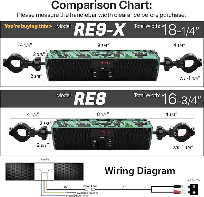 Parlantes GoHawk para Moto Bluetooth, Impermeables con Luces LED miniatura 5