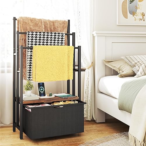 Miniatura 2 de Toallero independiente con cajones, 3 niveles para dormitorio, 23.6 pulgadas de largo x 11.8 pulgadas de ancho x 43.3 pulgadas de alto, soporte para