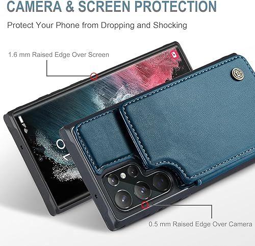 Miniatura 4 de Vinich Funda tipo cartera para Samsung Galaxy S22 Ultra con tarjetero y ranuras de crédito con bloqueo RFID, función atril, a prueba de golpes, para