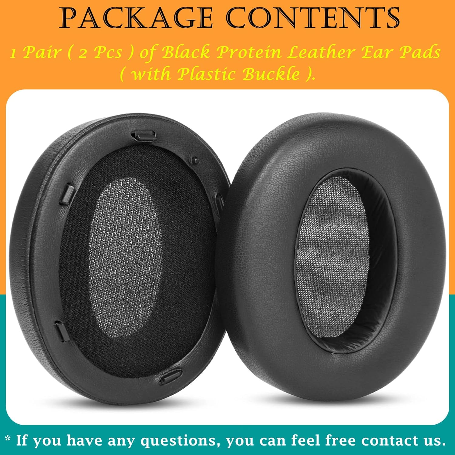 WH-XB910 Headset Ear Pads Ear Cushions Replacement Compatible with Sony WH-XB910N XB910N Extra Bass Noise Cancelling Headphones Protein Leather Earpads Black - Image 7