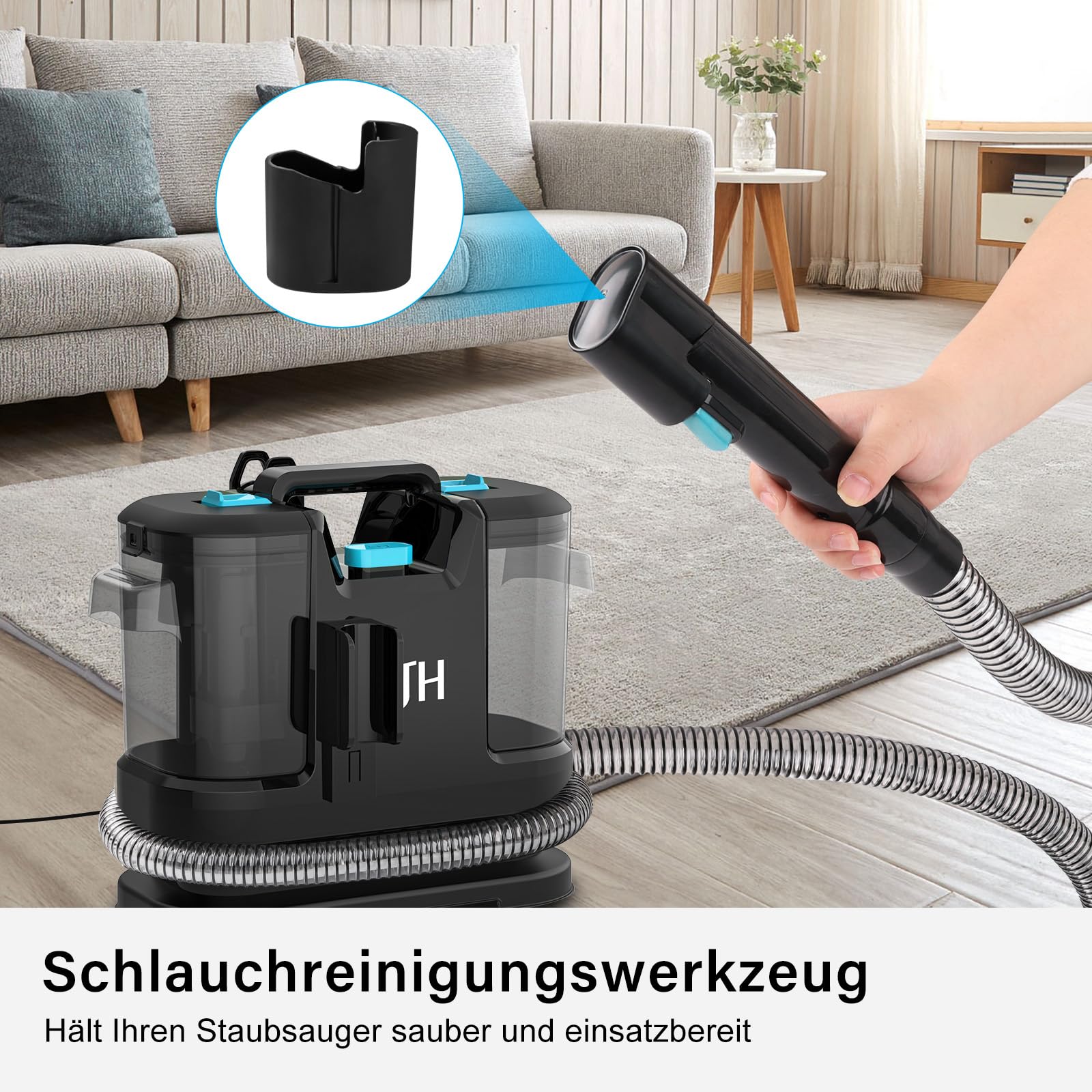 Polsterreiniger Gerät Nassauger, 450W 12kPa Teppichreiniger Waschsauger, Nasssauger Polsterreiniger, Kompakter Teppichreiniger und Textilreiniger – Waschsauger für Teppich, Polster Autositze & Sofa