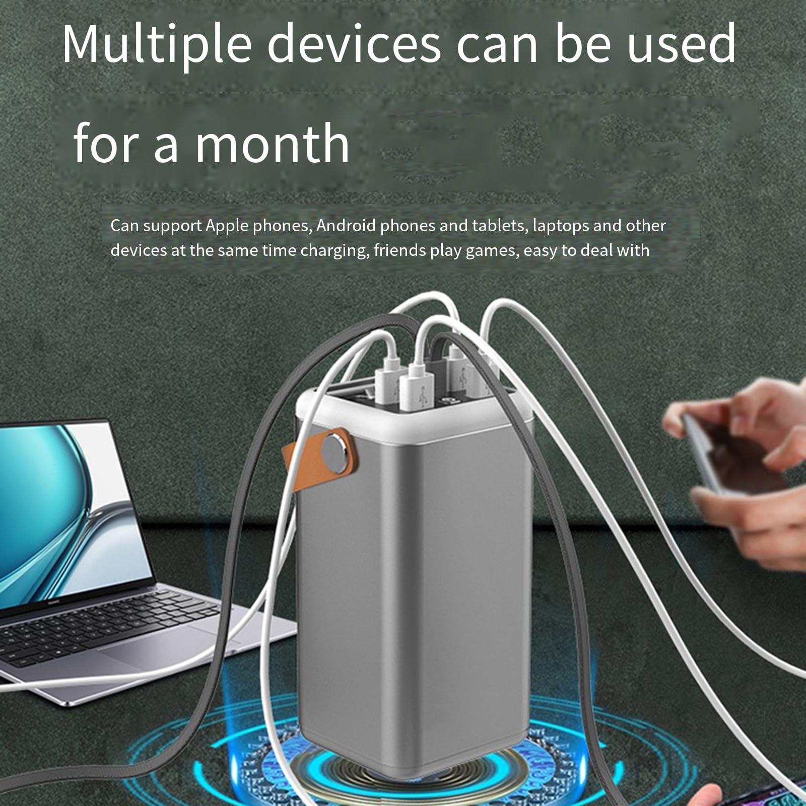 Alimentatore di riserva per Notebook ad Alta capacità, 60000 mAh, per Esterni, con accumulo di energia, Ricarica ad Alta Potenza, Argento