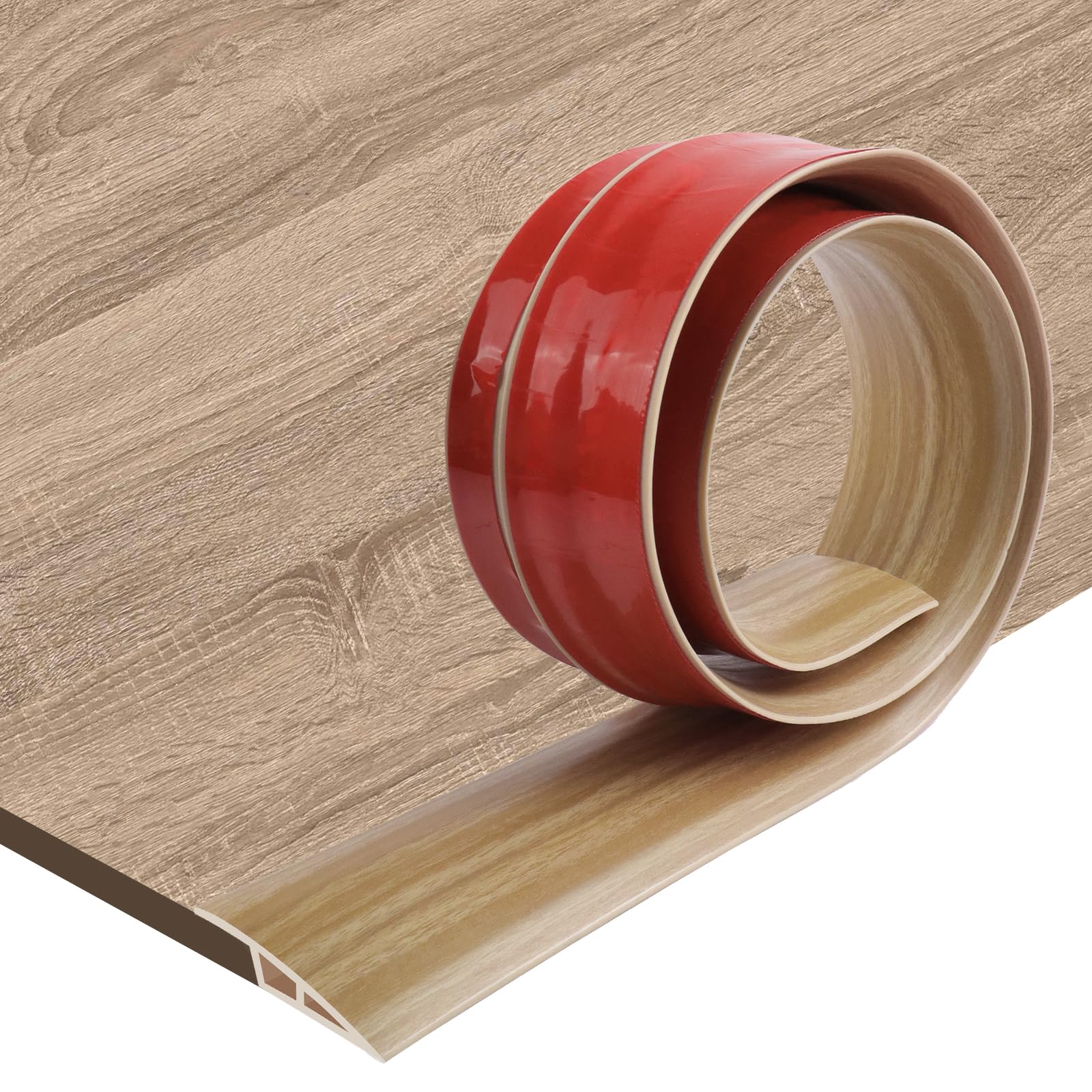 Self-Adhesive Floor Transition Strip, Door Threshold Strips for Laminate, Tile, and Carpet, Bridges Height Gaps 10-15mm, Flat Laminate Profile Flooring Edge Trim Strip for Doorways