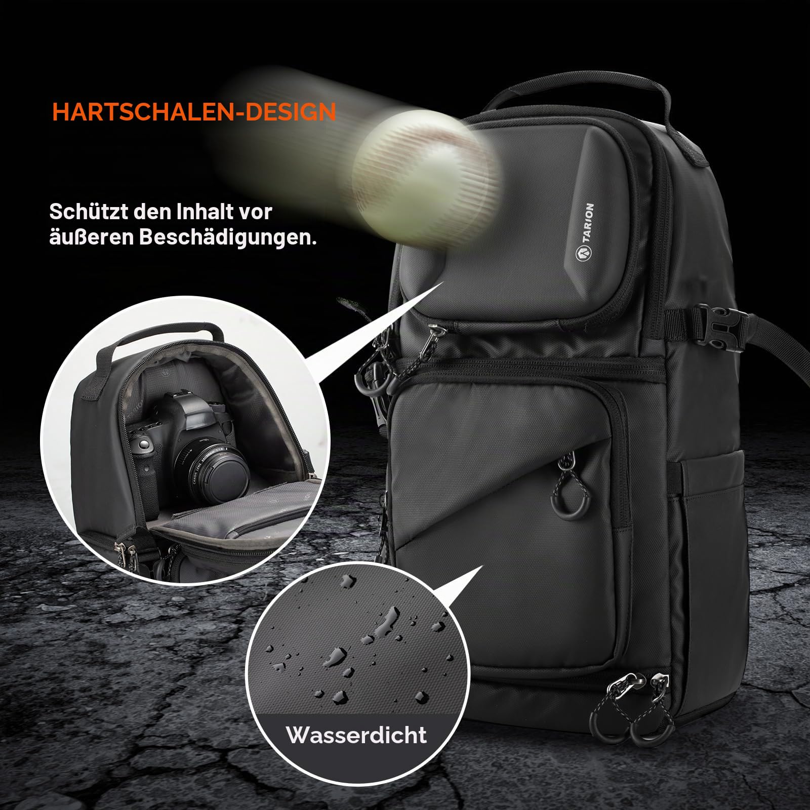 TARION Kameratasche Sling Kamerarucksack Klein: 2-in-1 Fotorucksack Kamera Sling Tasche 9L Fotografie mit Seitlicher Zugang Wasserdicht Regenhülle für DSLR SLR Spiegelreflex Reise TR-S