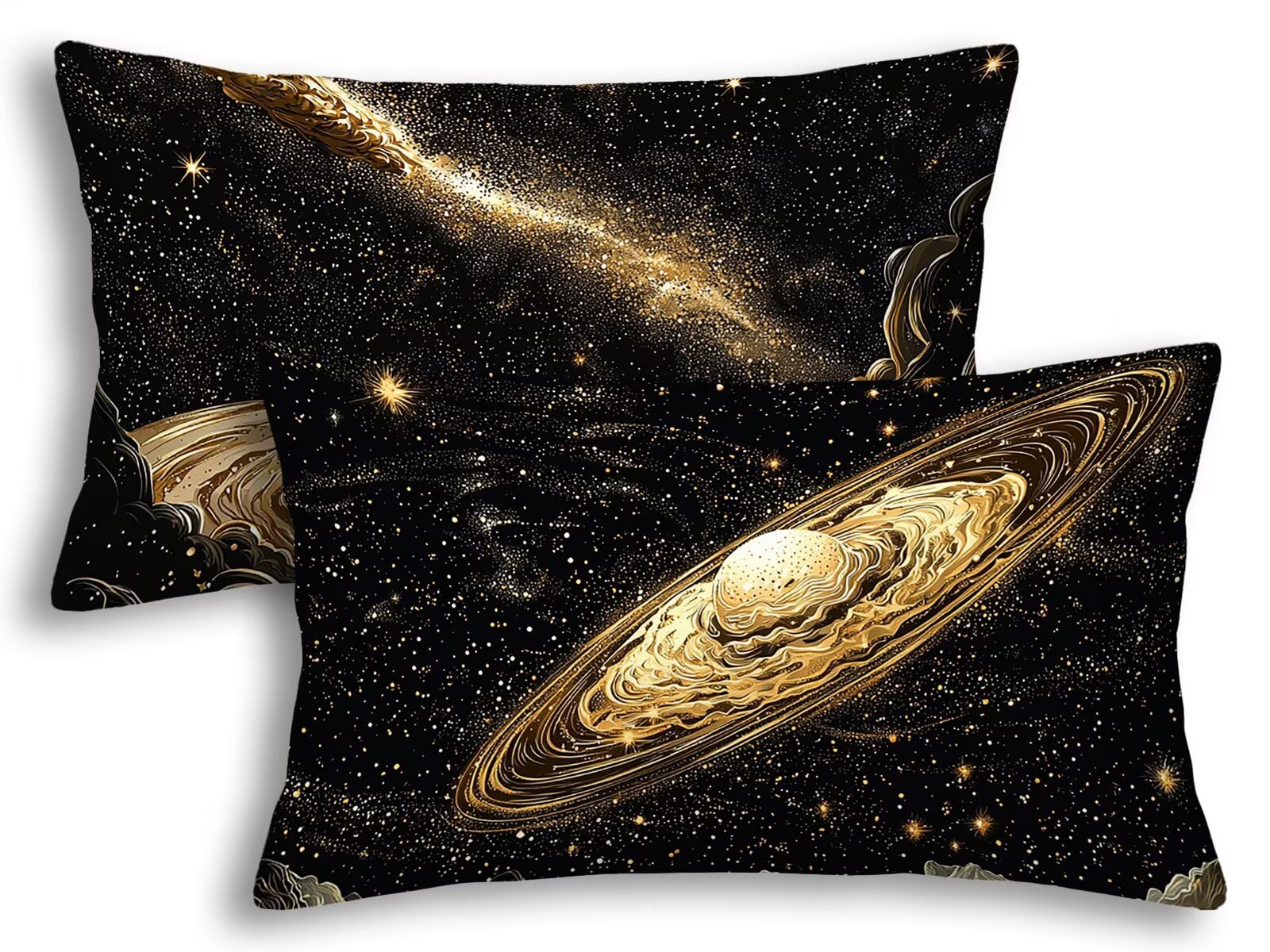 Taie d'oreiller 40x80 noir et housse de coussin rectangulaire imprimée double face pour lit