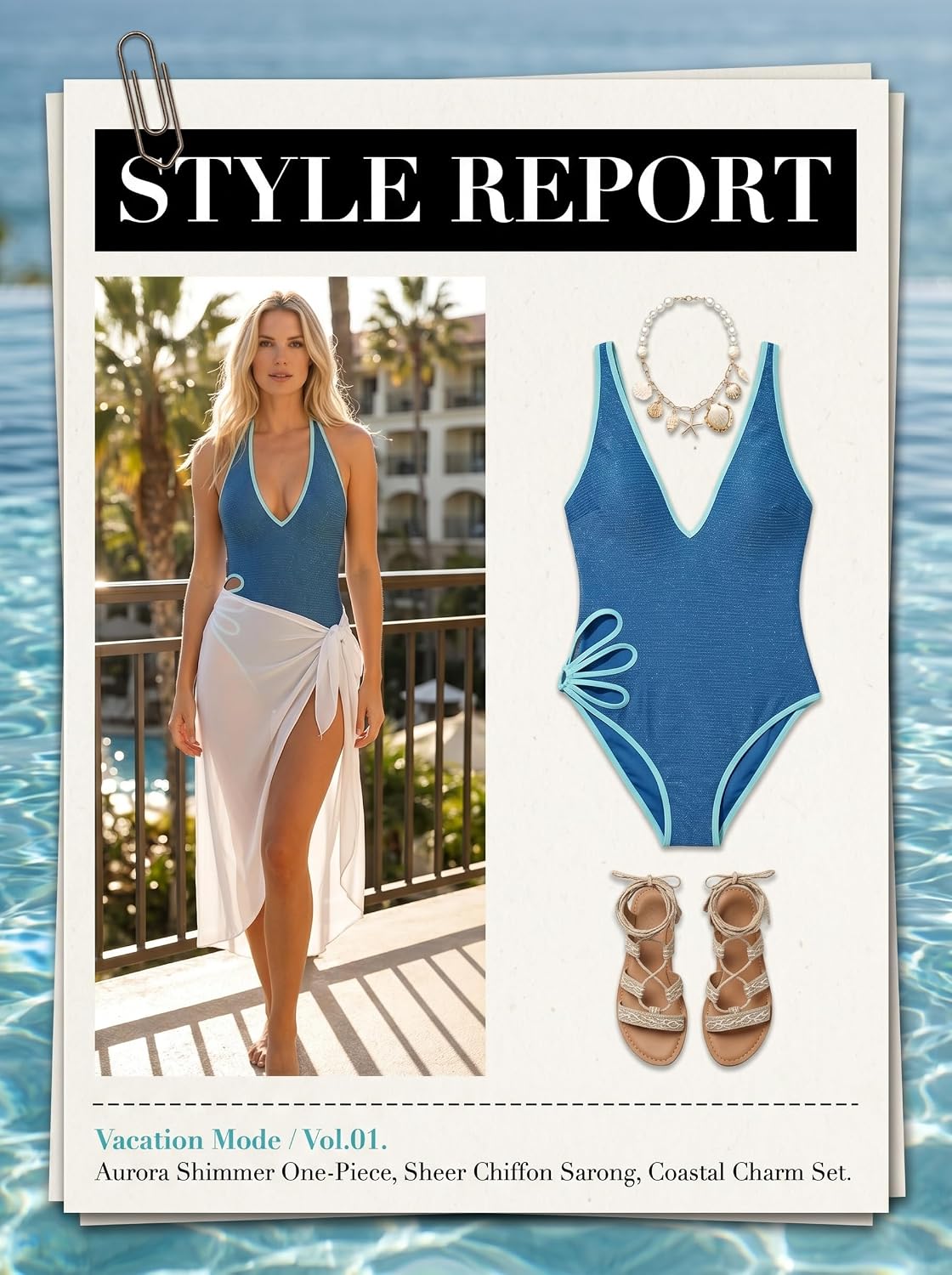 CUPSHE Women's One Piece Swimsuit Plunging V Neck Halter Adjustable Straps Bathing Suit Backless Cutout Shining Swimwear