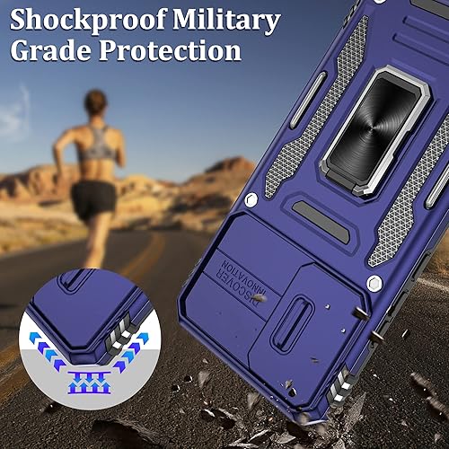 Miniatura 6 de Funda para Galaxy S22, S22 con funda deslizante para cámara y protector de pantalla, a prueba de golpes, con soporte de anillo magnético de 360 con