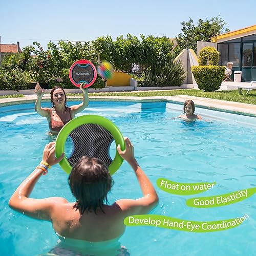 Vista 37 de EVERICH TOY Juego de pelotas de remo para cama elástica con 2 paletas hinchables y 4 bolas, diseño de espuma suave para que los niños jueguen