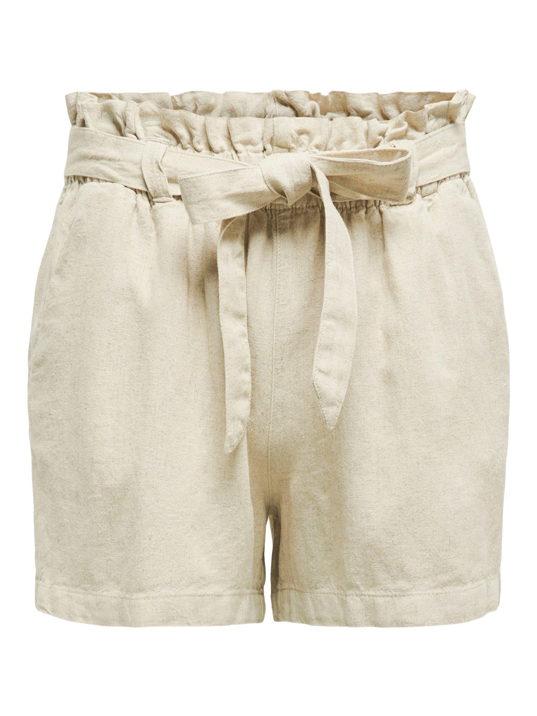 JdY Women's JDYSAY MW Linen Shorts WVN NOOS, Oatmeal/Detail:Melange, 12