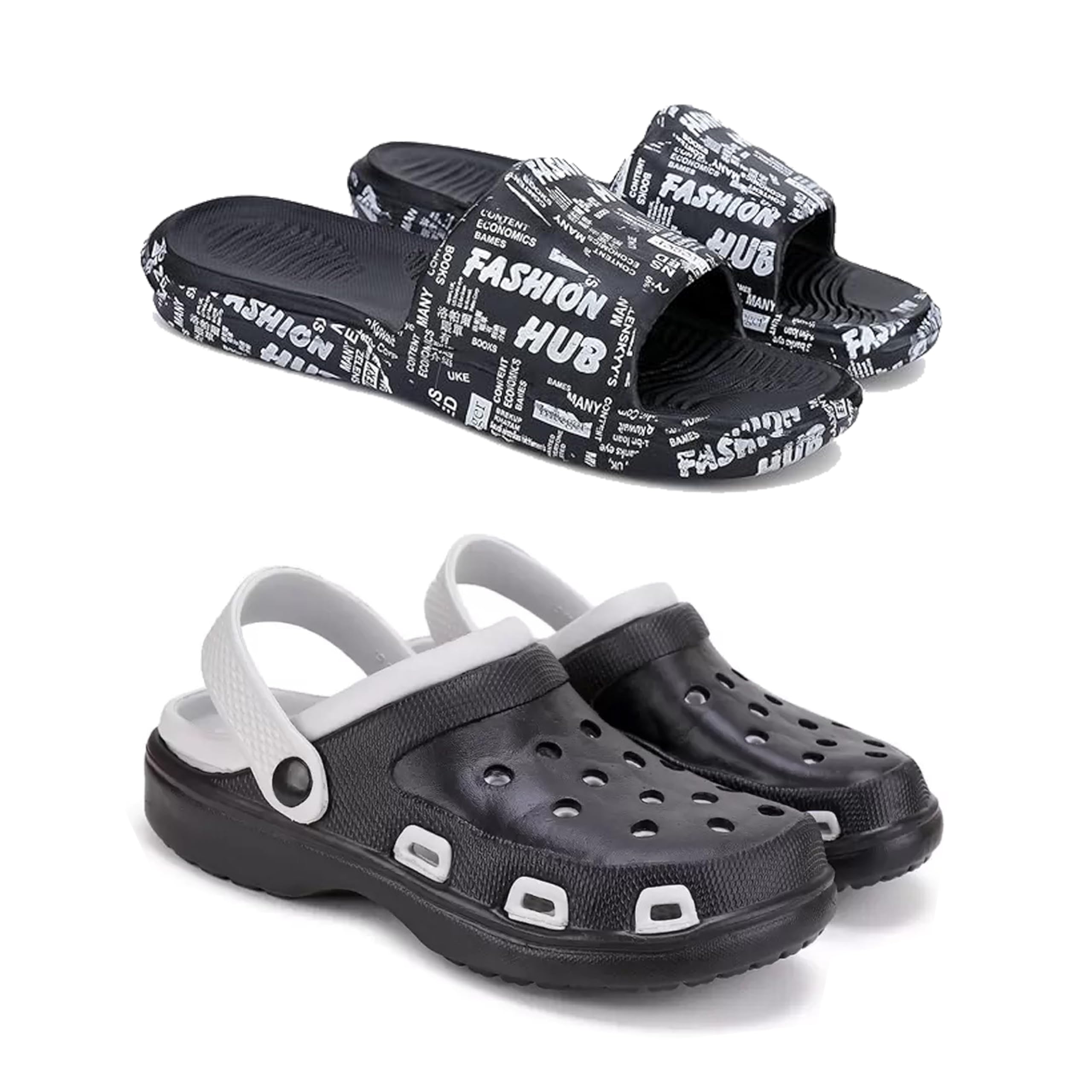 Men's Lightweight Comfortable| Slides|Clogs| Sandals with Adjustable Back Strap for Men Black-3103-3018-10-Combo(S)-3103-3018-10 -P2-picture-24