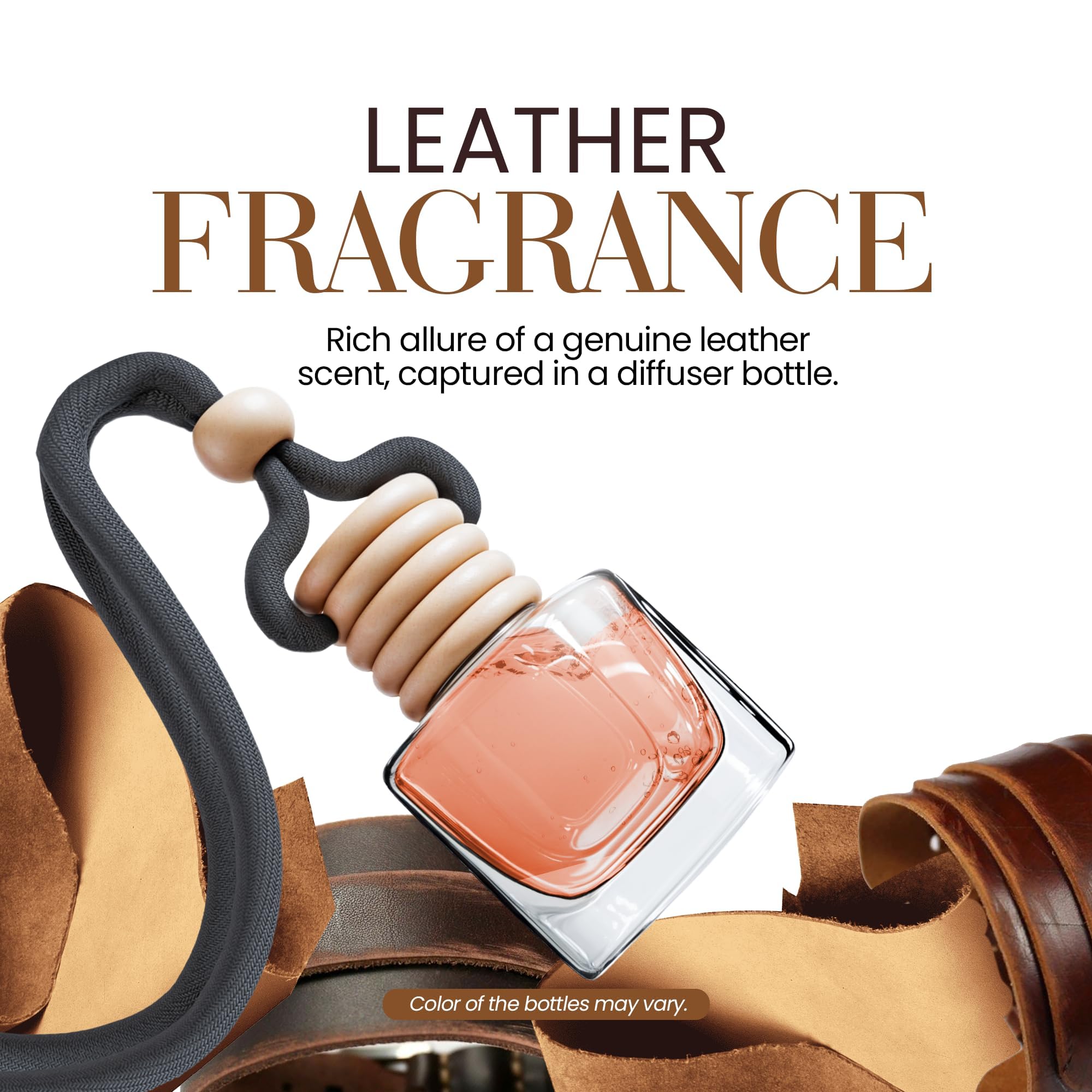 Ambientadores de coche para hombre, fragancia profunda de cuero, paquete de 2 ambientadores para coche, eliminador de olores con aceites esenciales, ambientadores de coche con clip de ventilación