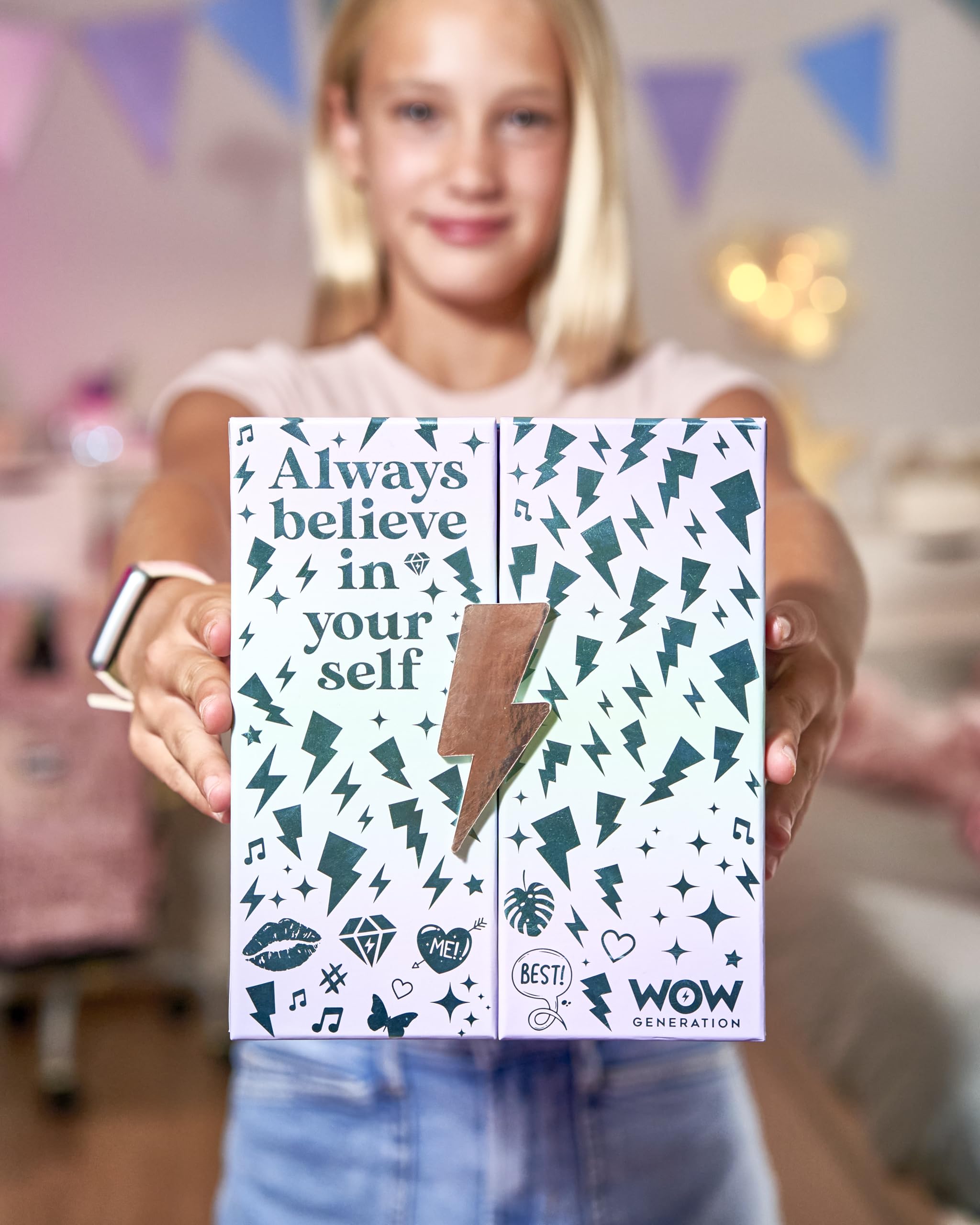 WOW GENERATION Joyero Infantil con Luces LED Organizador Bisutería Compartimentos Colgadores Base Felpa
