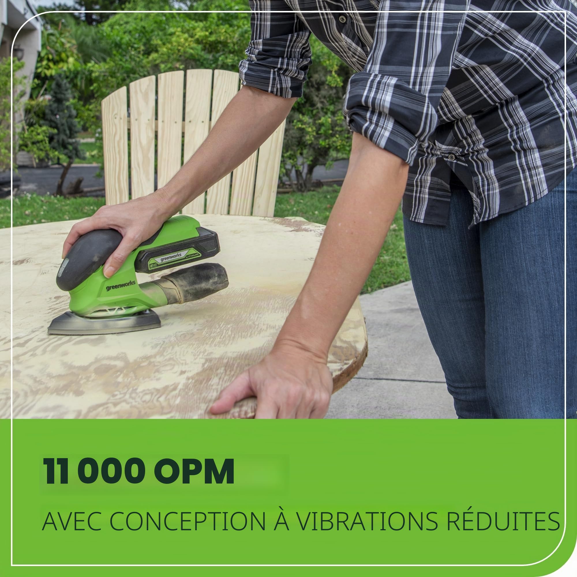 Greenworks Ponceuse de finition sans fil 24 V 11 000 OPM, outil uniquement (batterie et chargeur vendus séparément)