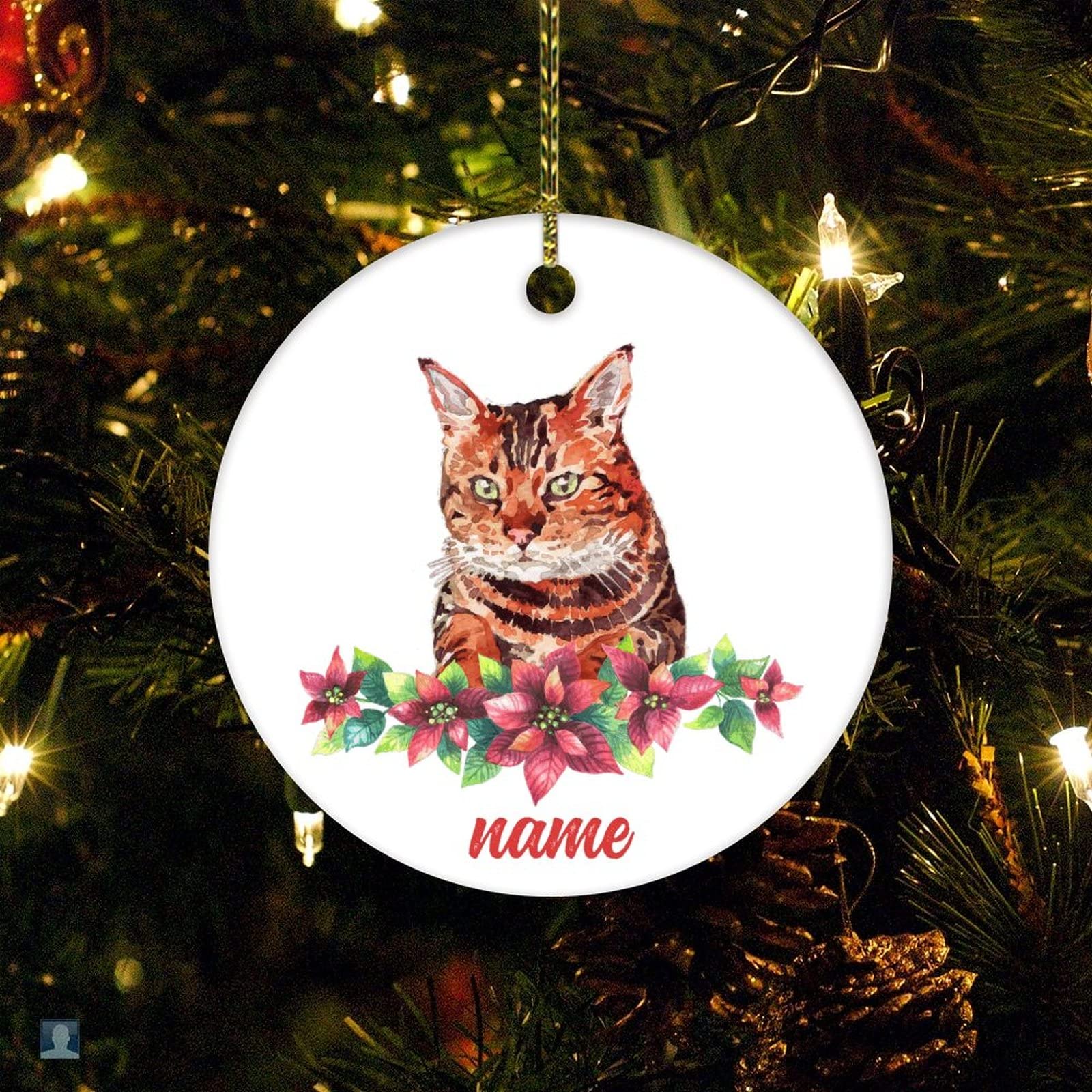 Ornamento divertido nombre personalizado gato árbol de Navidad adornos animales gato cerámica elegante colgante árbol de Navidad decoraciones