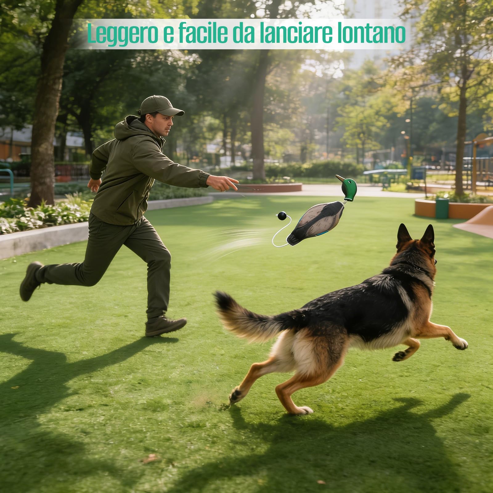 Dummy per Addestramento Cani, Dummy da Riporto Anatra con Codolo da Lancio, Dummy Impermeabile per Addestramento Cani, Anatra in Eva, Finto Cercitore per Cuccioli oi da Caccia Adulti