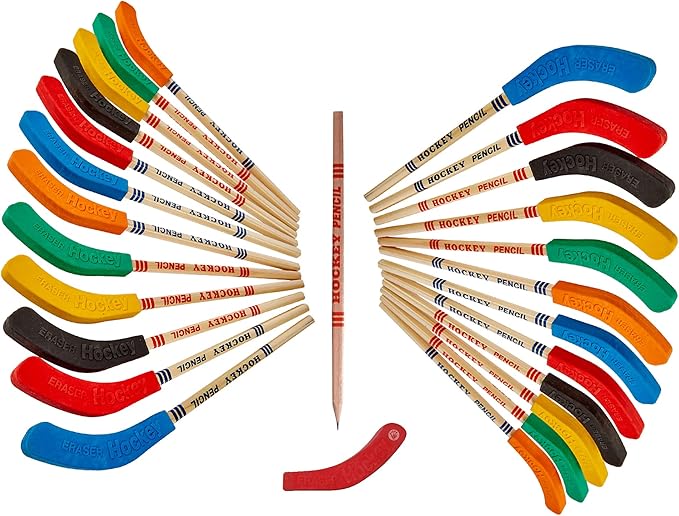 Kicko Hockey Pencils 9 Inch 24 Pack Bulk Multicolor