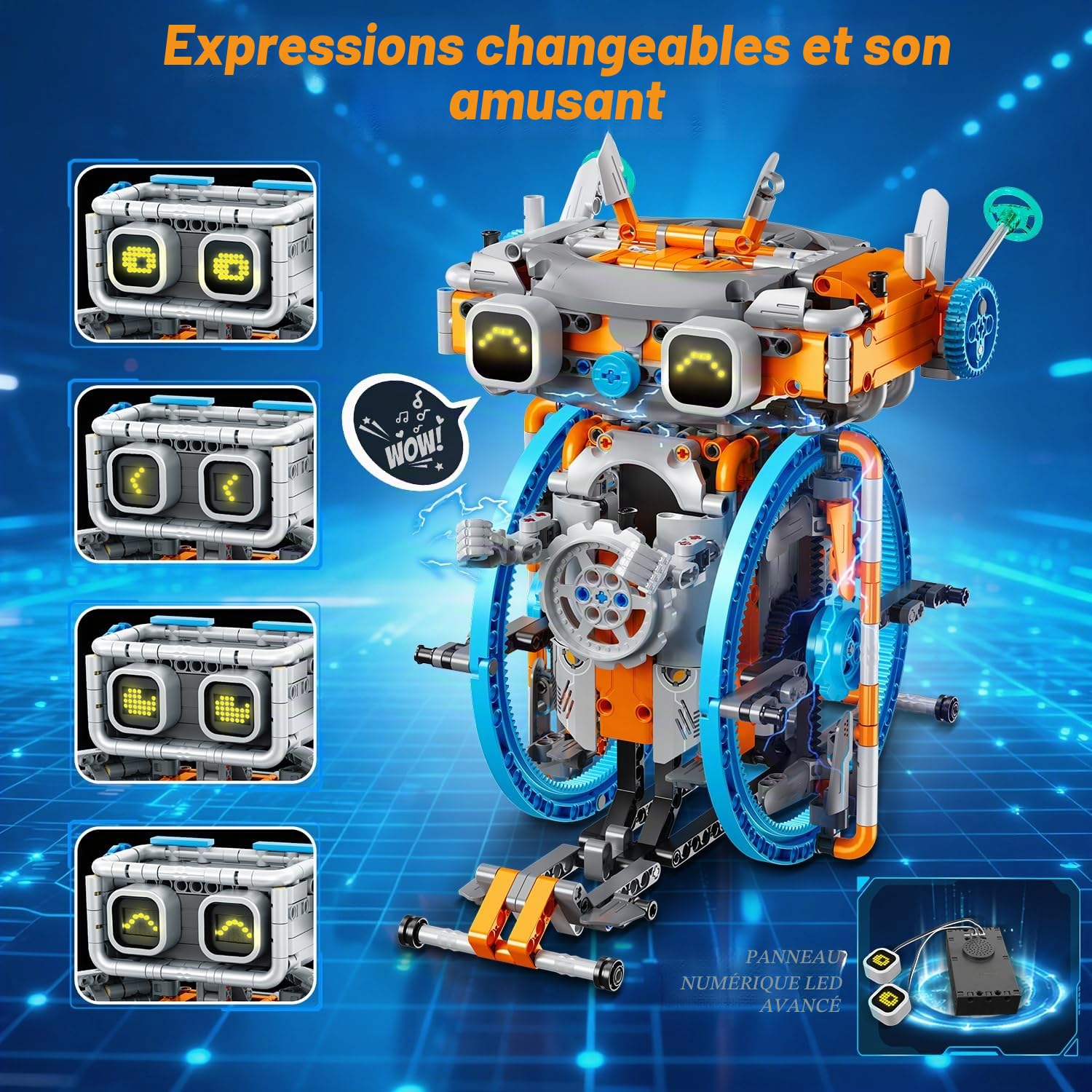 HiWEEGO Jouets Robots RC avec Yeux LED et Sons modifiables, Application et télécommande Rechargeable Kit robotique 5 en 1 Cadeau pour Enfants garçons Filles âgés de 12 Ans et Plus (783 pièces)