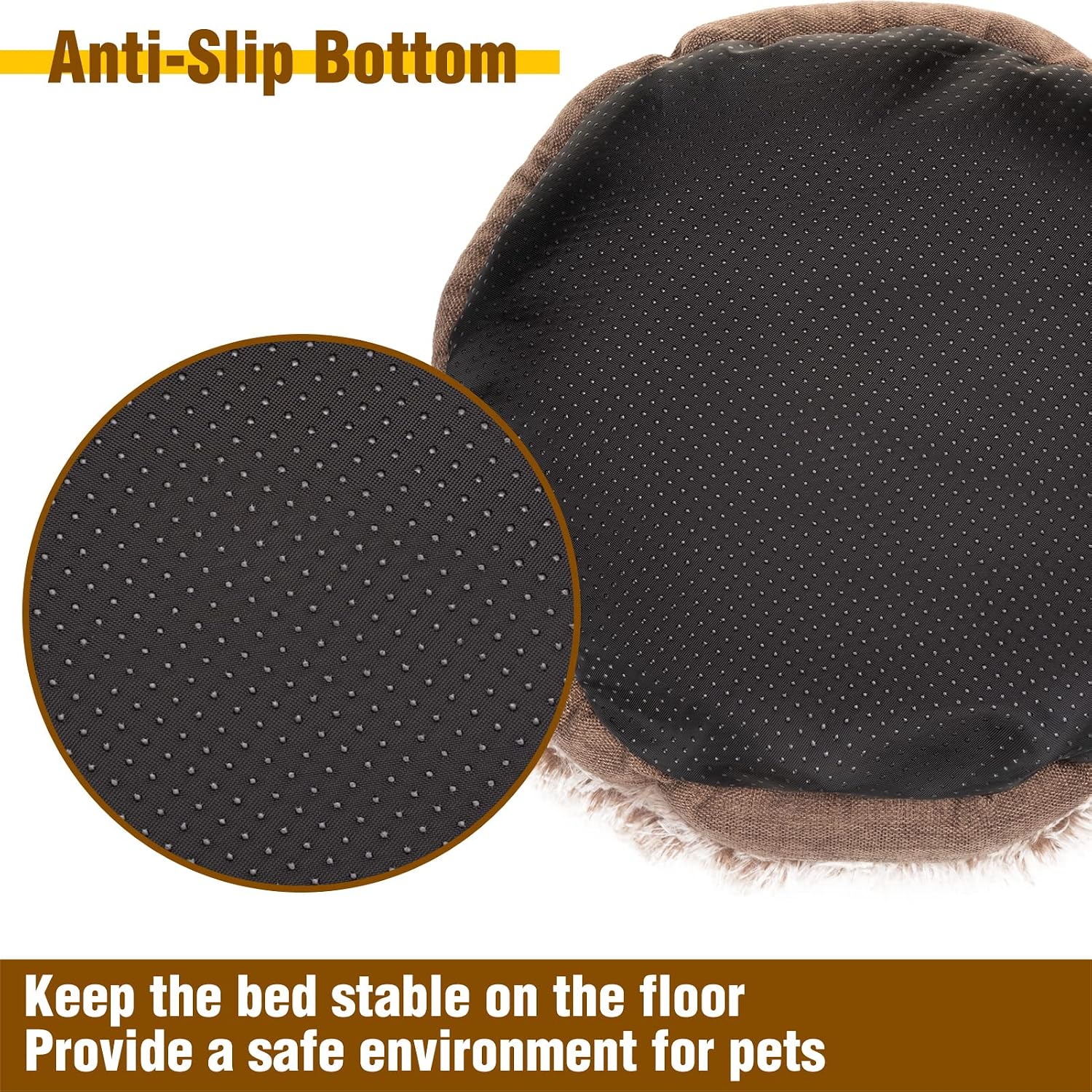 KOOLTAIL Marshmallow Pet Bed - Super Soft Plush Calming Cat Bed Mat, Soft Plush Surface Pet Bed Furry Cushion Bed for All Season (Brown)