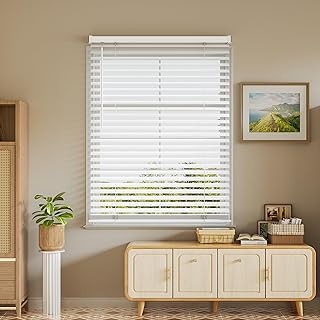 Window Blinds, SZXIMU 2'' Cordless Blind for Indoor Windows, 35" W X 64" H Mini Blinds, Light Filtering Blinds & Shades, Horizontal Window Blinds for Home Bedroom Living Room Bathroom Kitchen, White