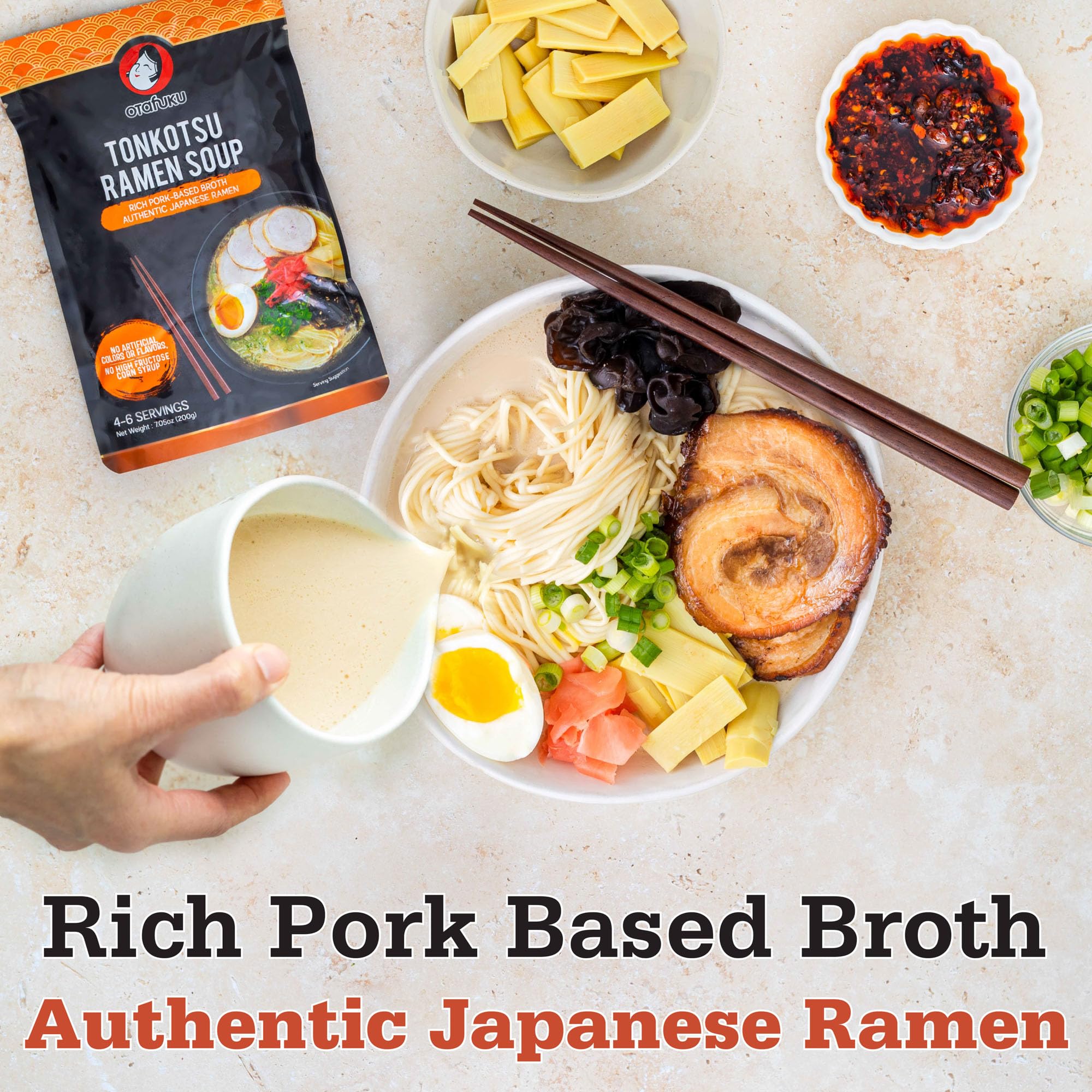 Otafuku Tonkotsu Ramen Shoyu Broth Concentrate, Rich Pork-Based Soup Mix for Authentic Japanese Ramen Noodles, 7.5oz (1 Pouch)