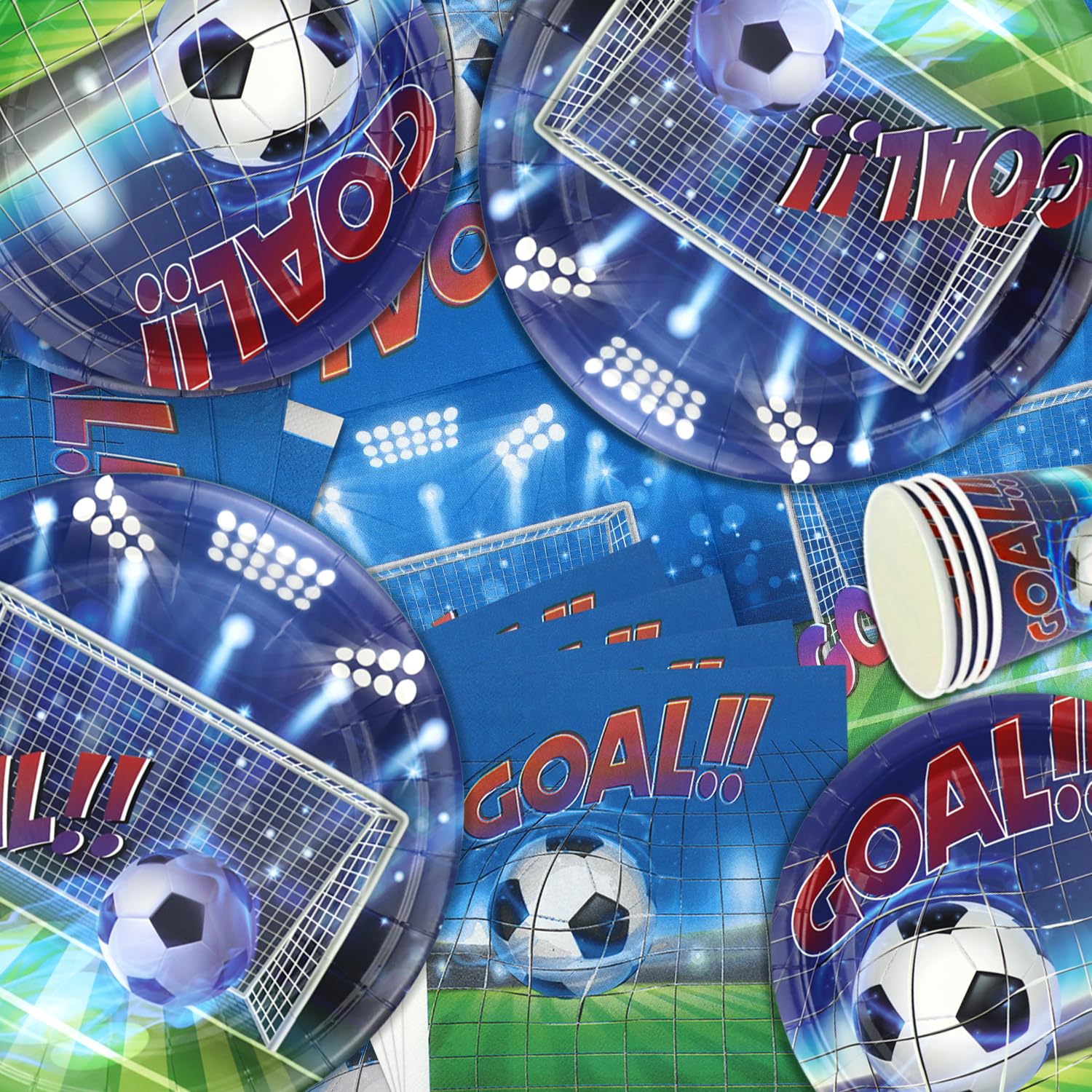 Decorazioni Per Feste A Tema Calcio, 102 Pezzi: Piatti Di Cartone, Tovaglioli, Tovaglia E Bandiere Per Calcio, Forniture Per Feste Di Compleanno Per Ragazzi E Uomini, Accessori Per La Festa Del Giorno