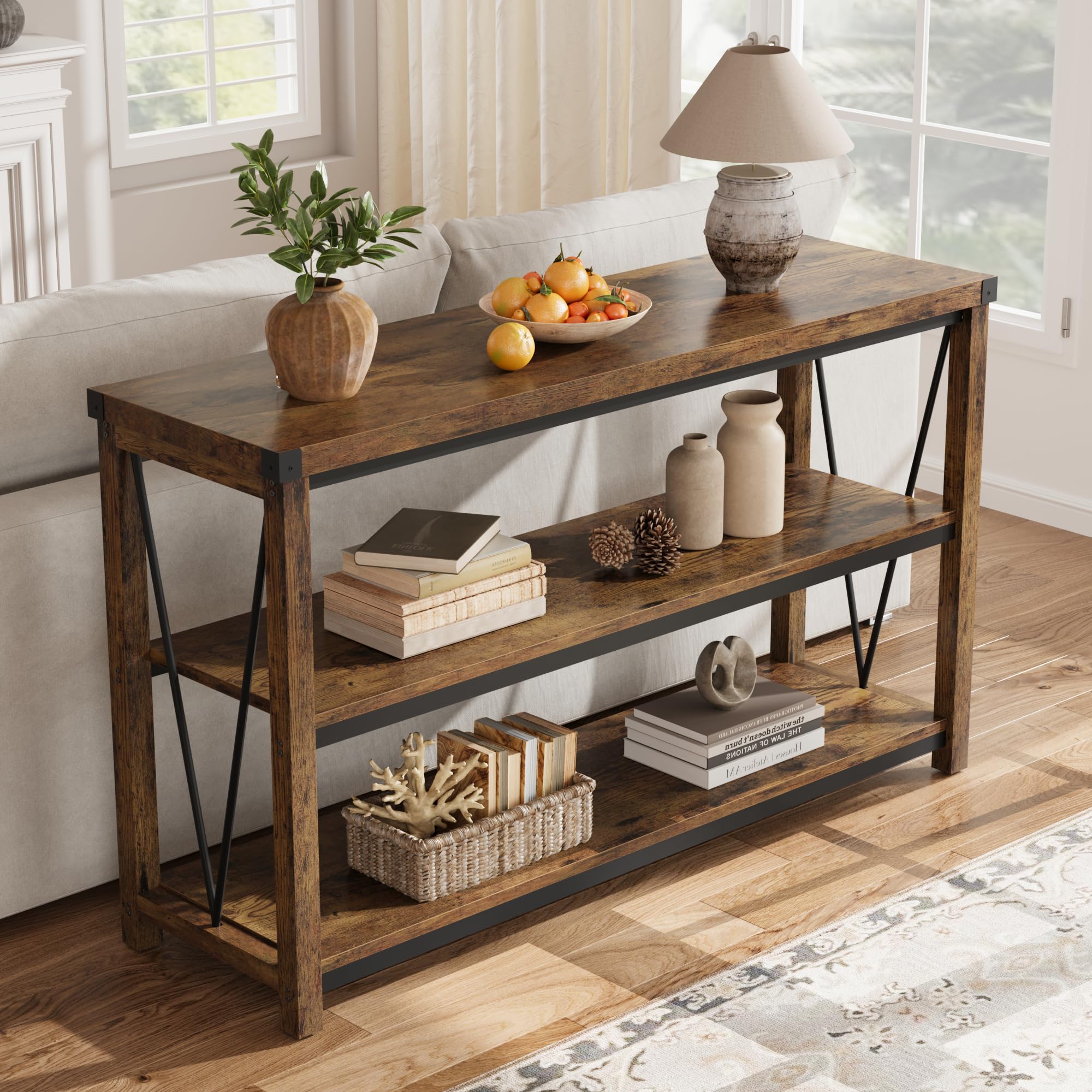 Rustic Living Room Table GarveeHome 63-Inch Farmhouse Console Table - 2 ...